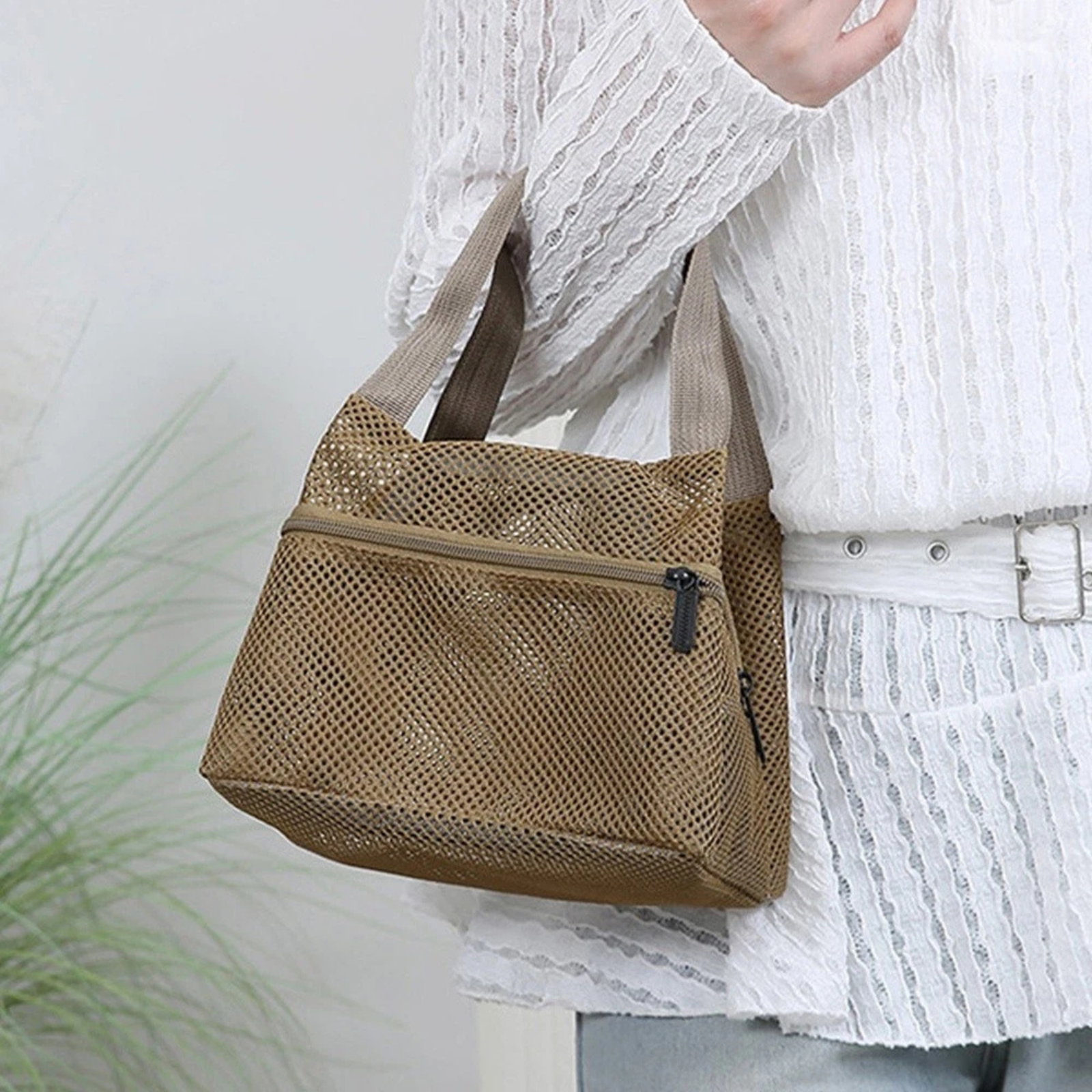 Capacity Large Wash Makeup Storage Bag Khaki Spacious Durable Travel Organizer