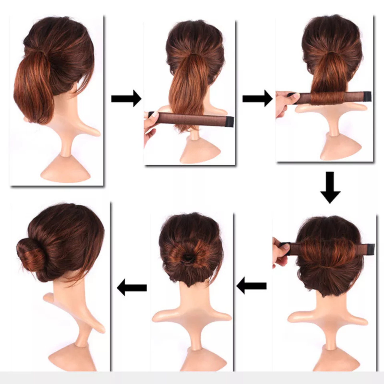 French Twist Band Maker Styling Donut Former Women's Magic Hair Bun Snap Coffee