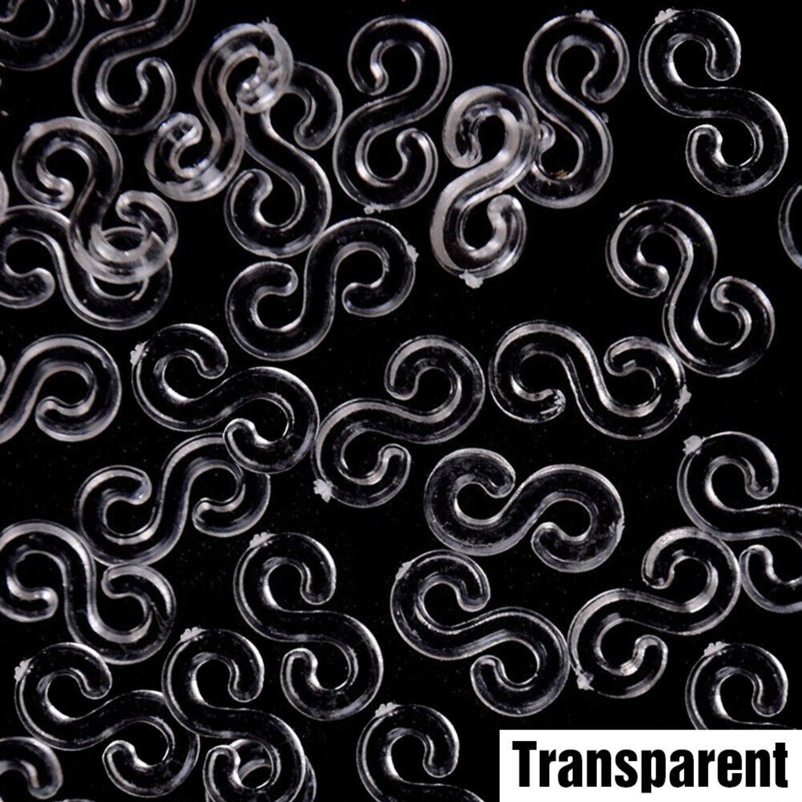 500pcs Transparent S Clips Loom Bands DIY Ring Bracelet Gift Craft Plastic