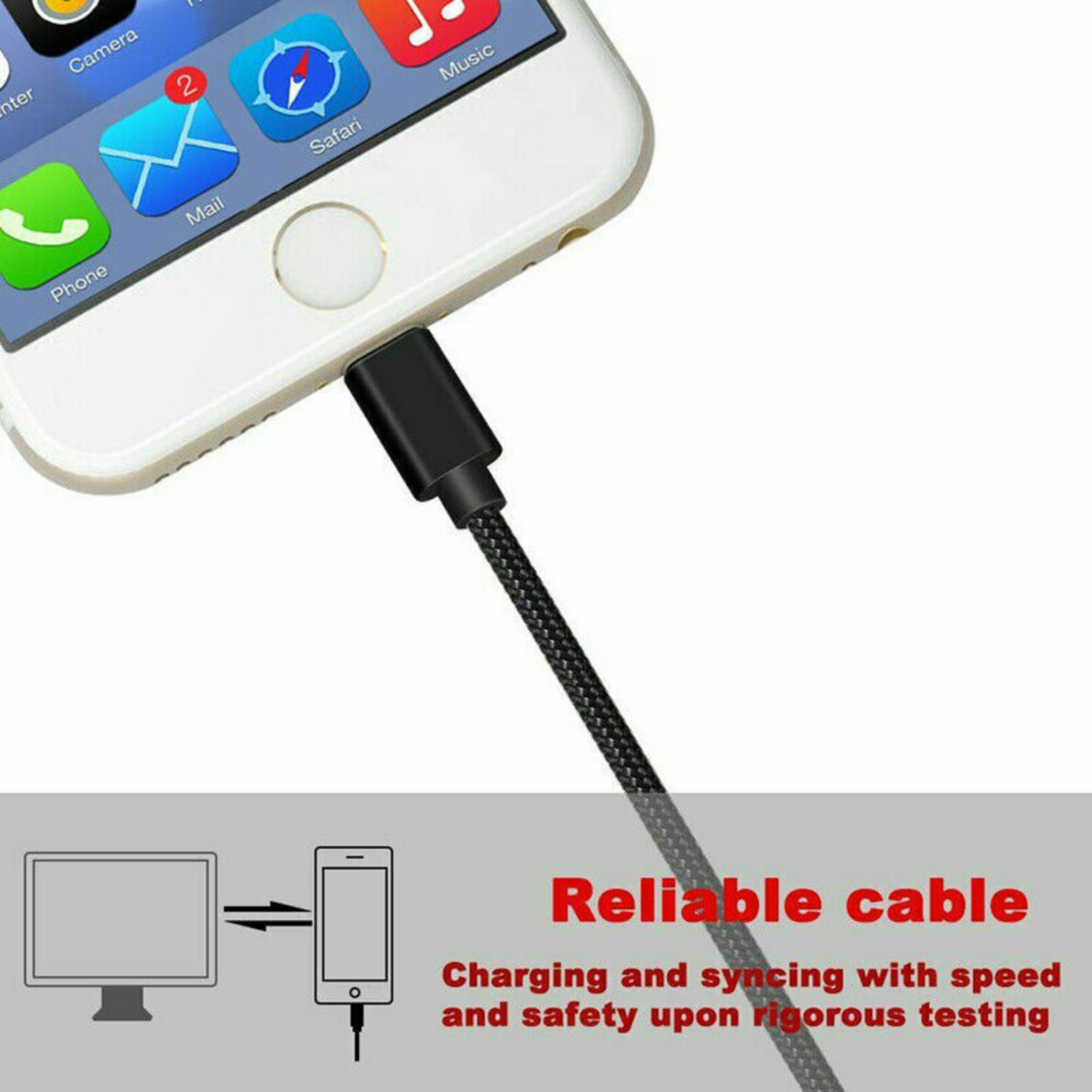 iPhone 6 7 8 11 12 13 14 Pro Max Braided Fast USB Cable Cord Charger iPad