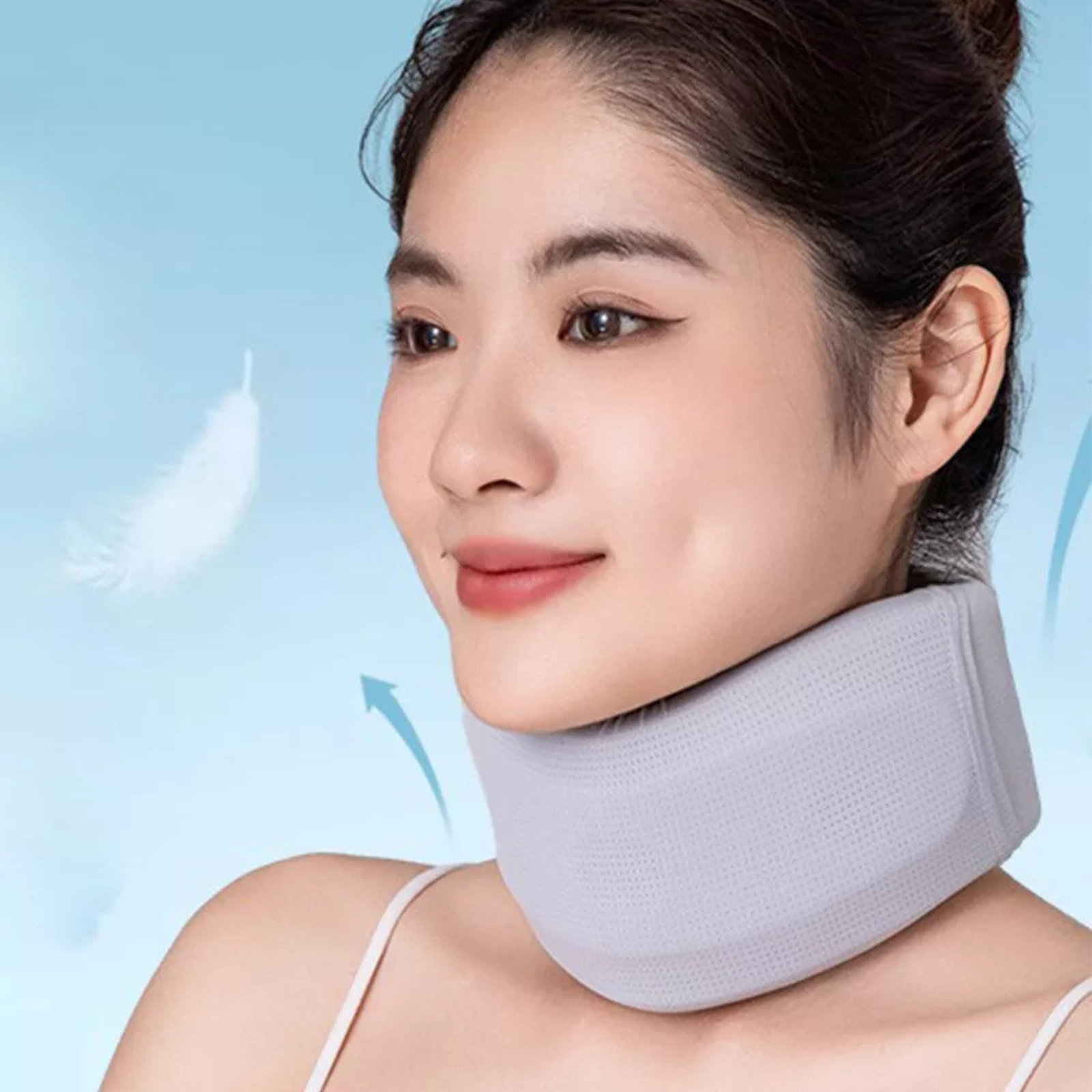 Cervical Collar for Sleeping Pain Support Soft Foam for Snoring L 49x9cm