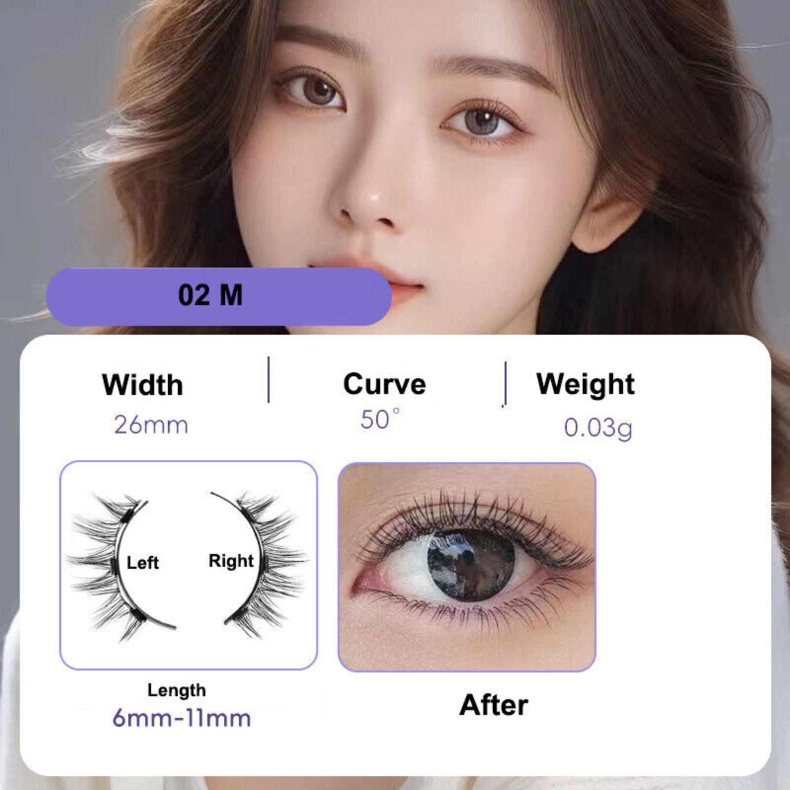 Natural Magnetic Eyelashes 6-11mm Reusable Lashes Kit Applicator No Glue Needed