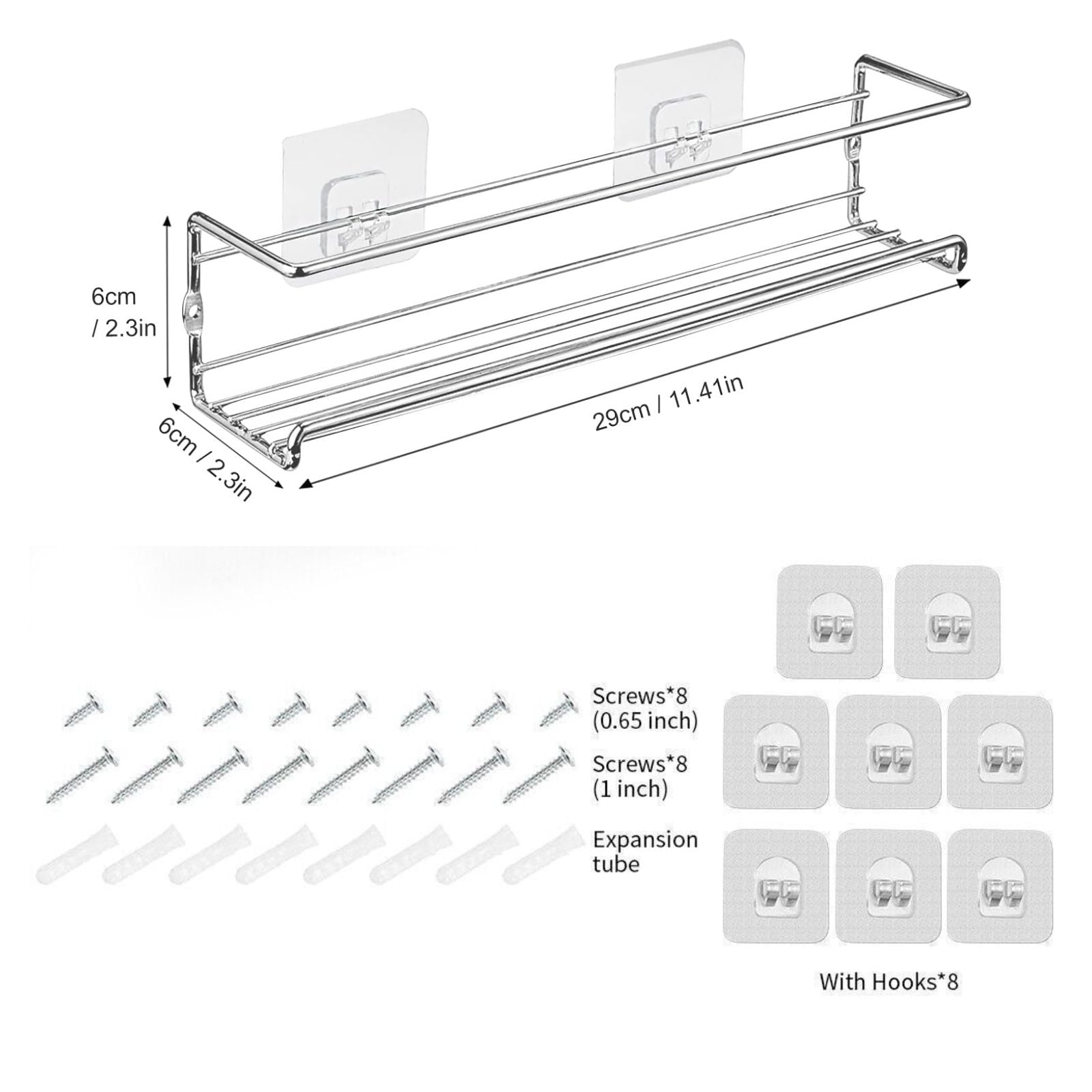 Wall Mounted 4pcs Spice Rack Adhesive For Inside Cupboard Spice Organizer Silver