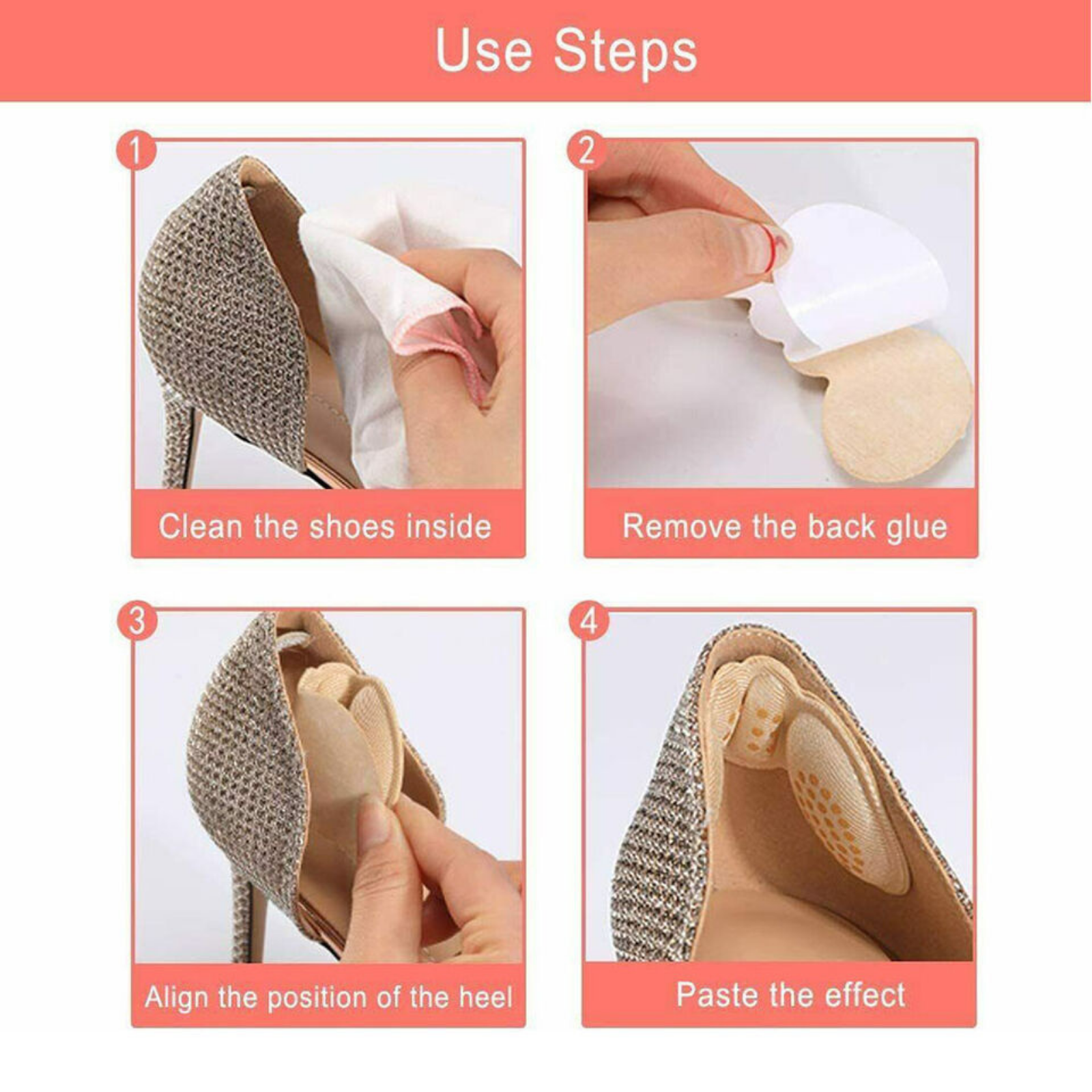 Inserts Heel Grip Shoe Liner Heel Pads Heel Insole Heel Protectors Beige