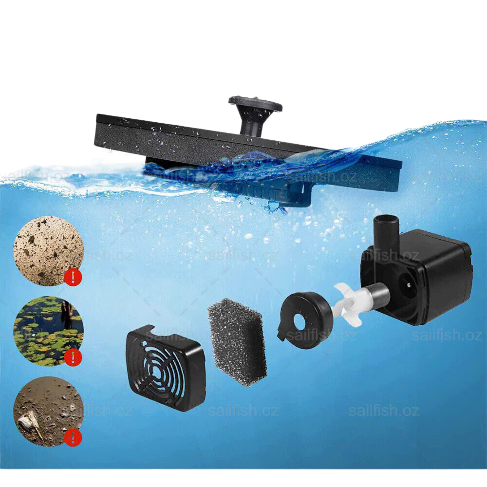 Bird Bath Floating Garden Solar Water Pump Powered Fountain Pool Fish Tanks