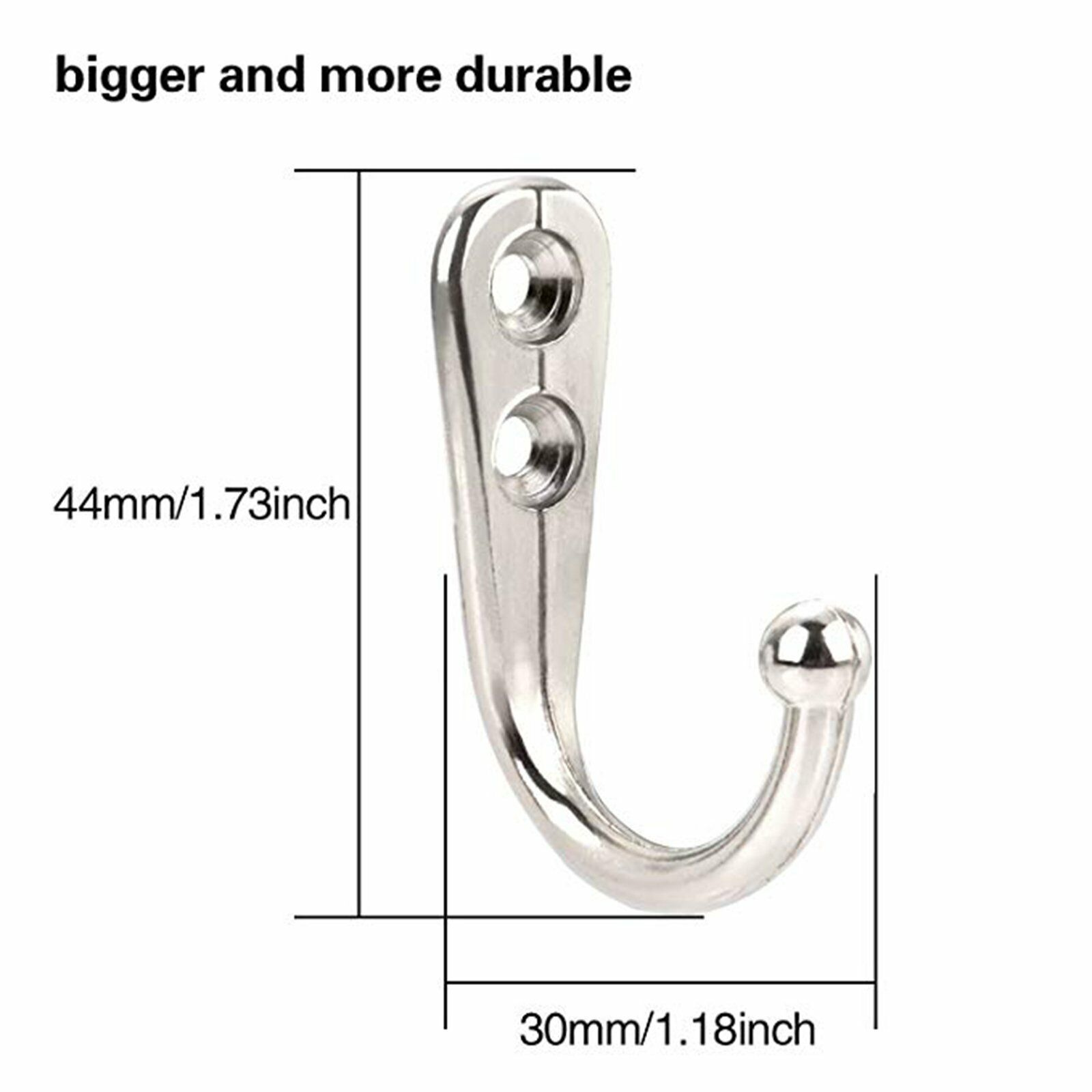 Holder Rack Hook Coat Hat Clothes Robe 10X Hooks Wall Hanger Stainless Steel