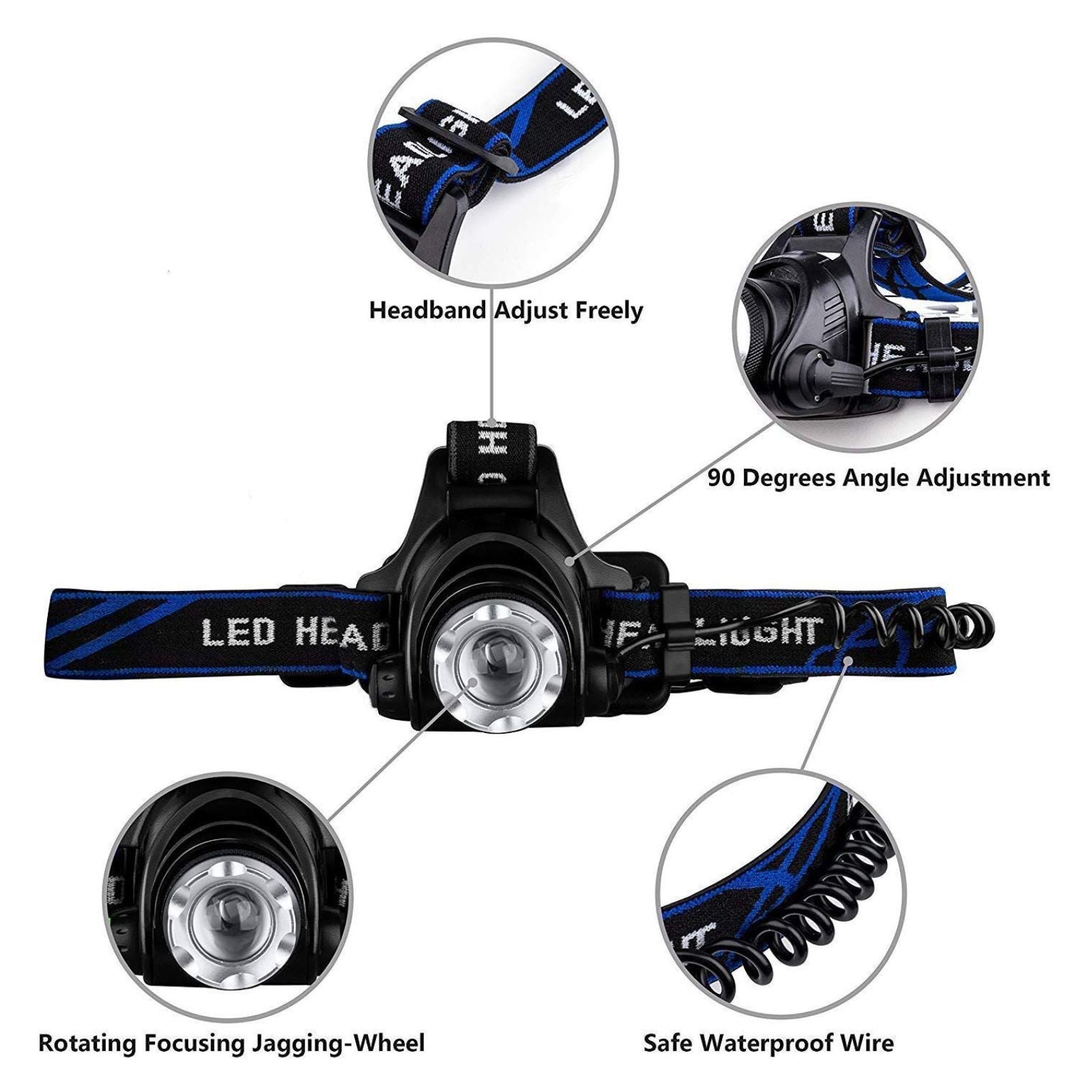 1200000LM LED Rechargeable Headlamp Most Powerful Head Torch Zoomable Headlight