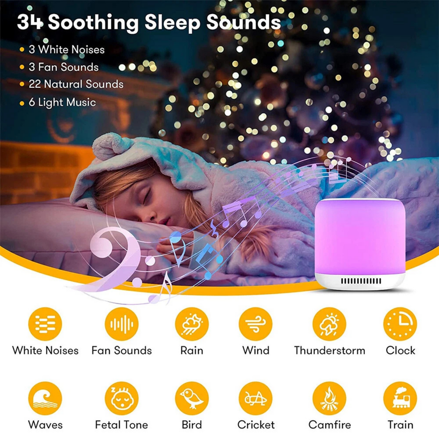 White Noise Sound Machine for Sleep Therapy Relaxation and Restful Nights