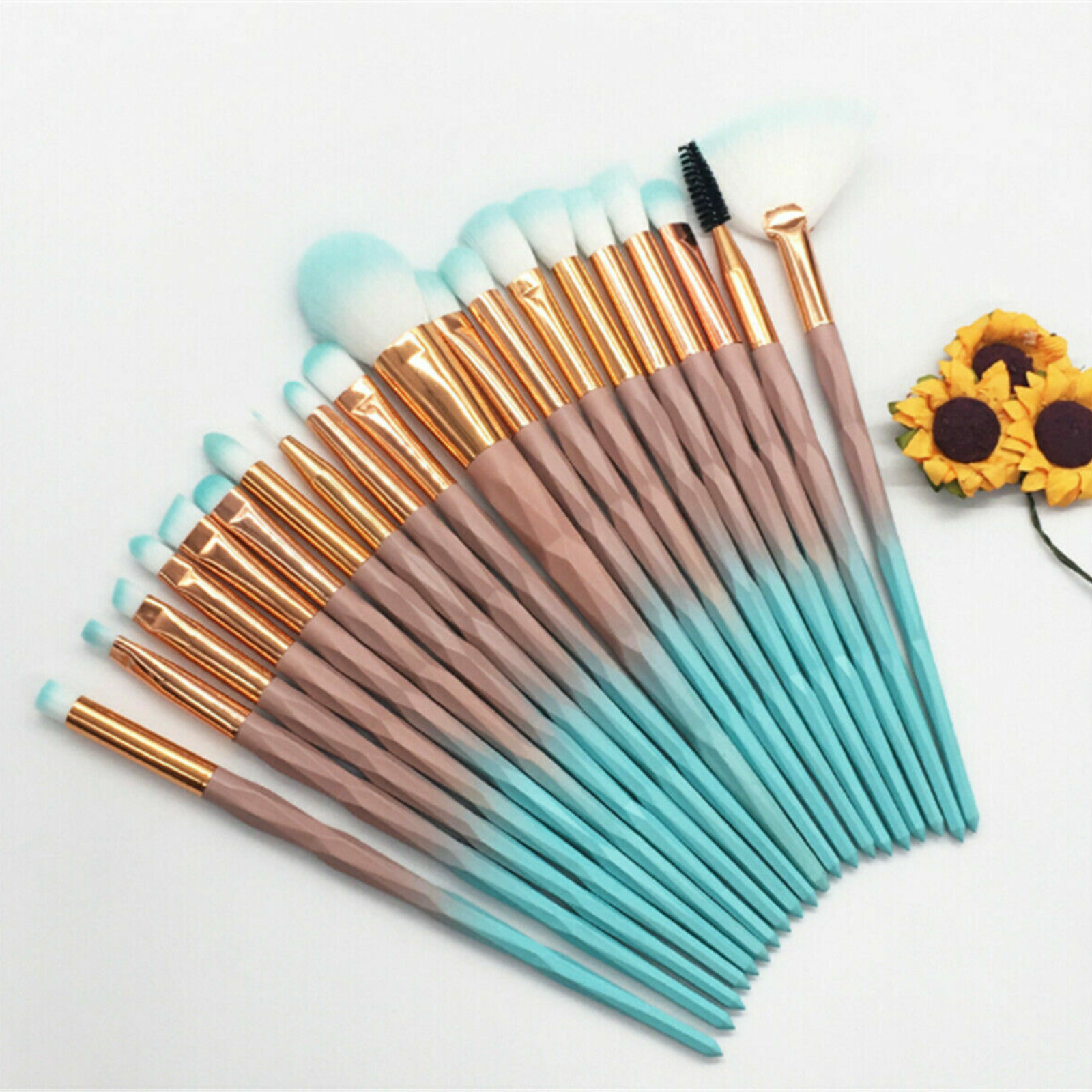 Eyeshadow Eyebrow Blending Brush Set 20PCS Eye Make-up Brushes Diamond Green