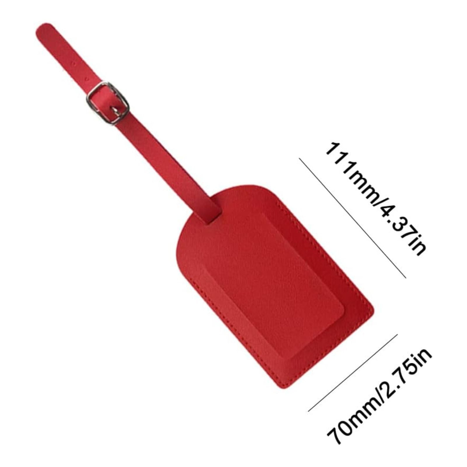 Travel Suitcase Address Tag Red Synthetic PU Leather Luggage School Bag Tags