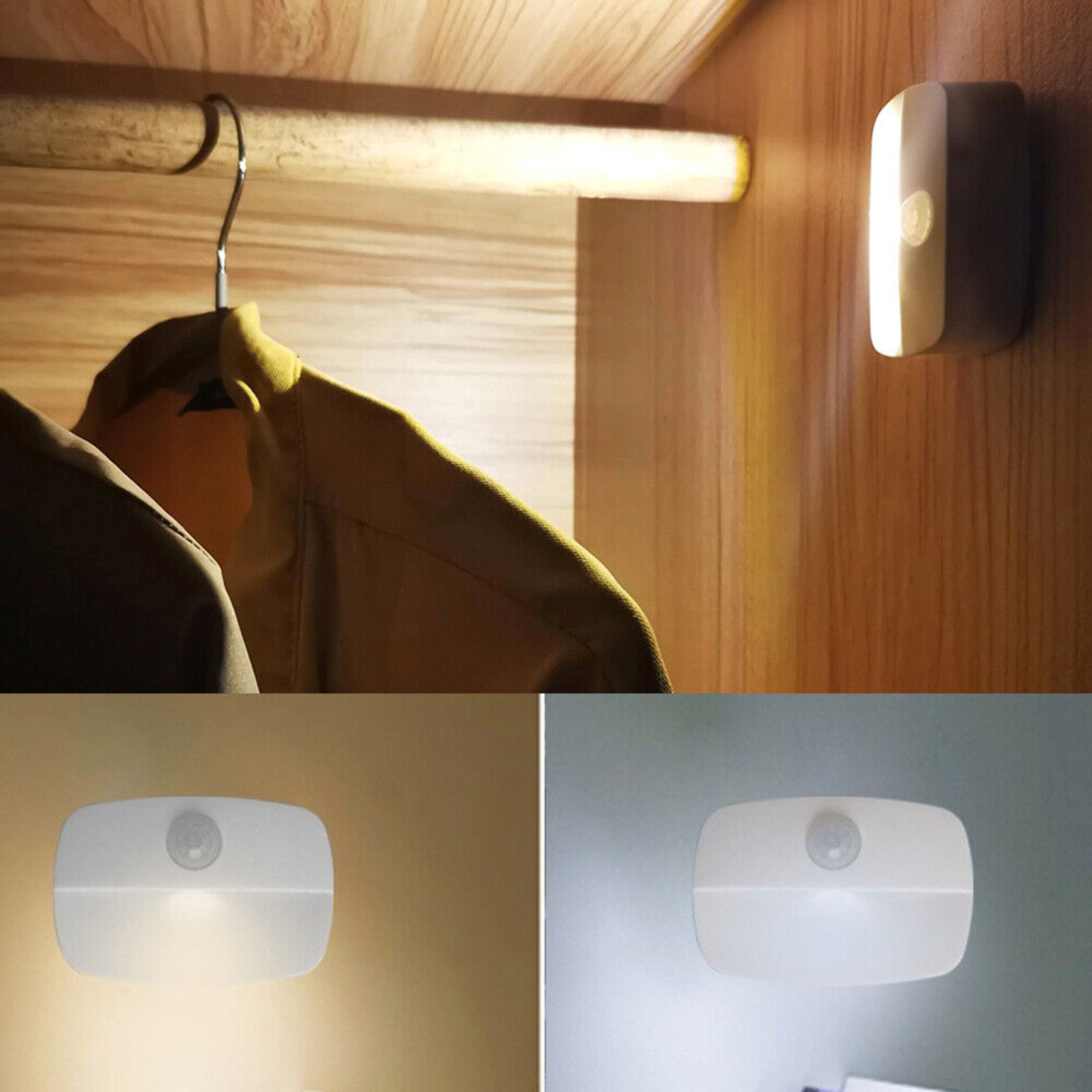 Cordless Night Light LED Motion Sensor PIR Light Closet Stair Battery Powered