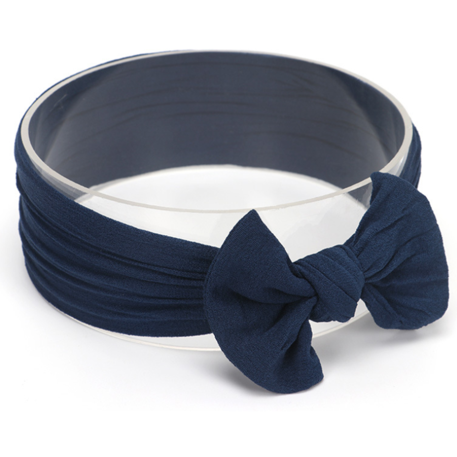 Girl Accessories Headband Soft Top Knot Nylon Soft Bow Head Wrap Navy Blue