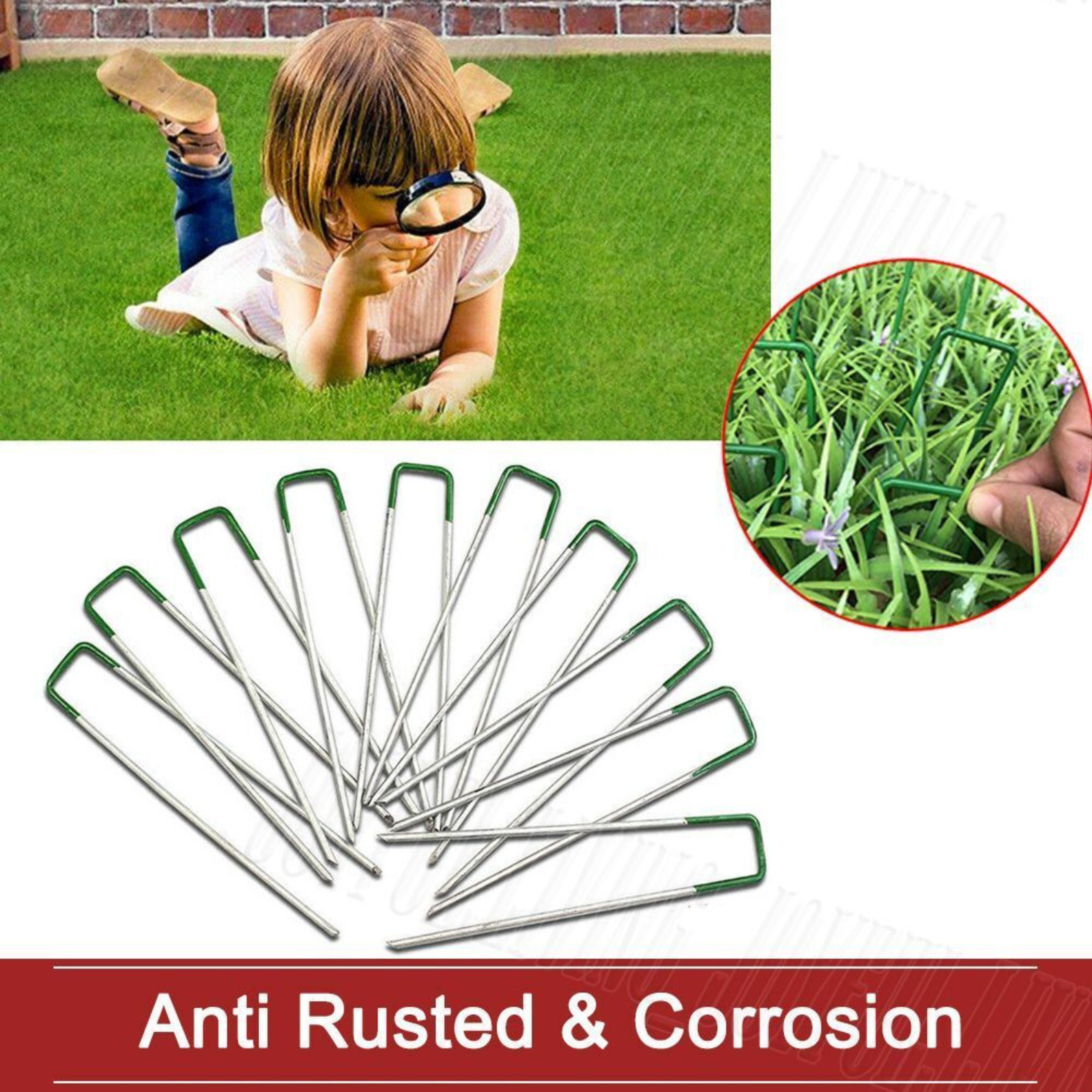 100pcs Artificial Grass Pins Fake Lawn Primeturf Synthetic Weedmat U Pegs Plants