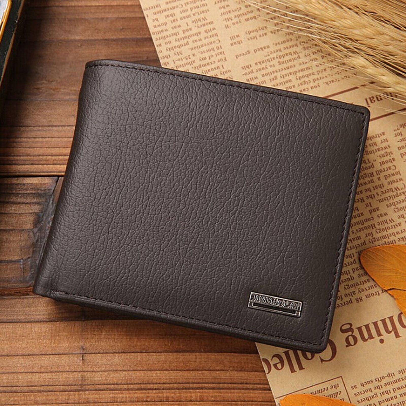 Coin Purse Wallet Genuine Mens Leather Wallet Multiple Card Slots Cowhide Coffee