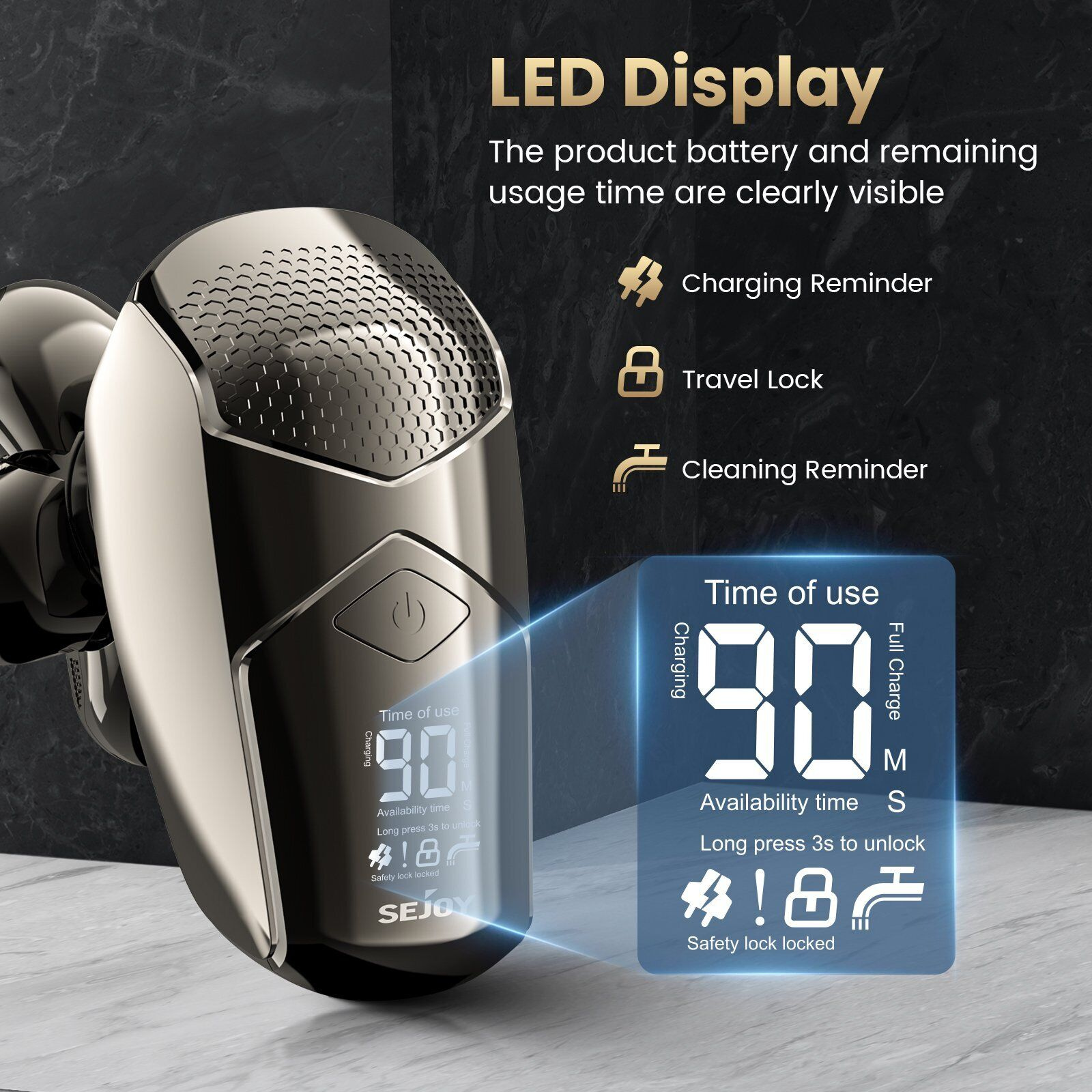 Cordless 7D Men's Trimmer SEJOY 5IN1 Electric Bald Head Shaver Razor Waterproof