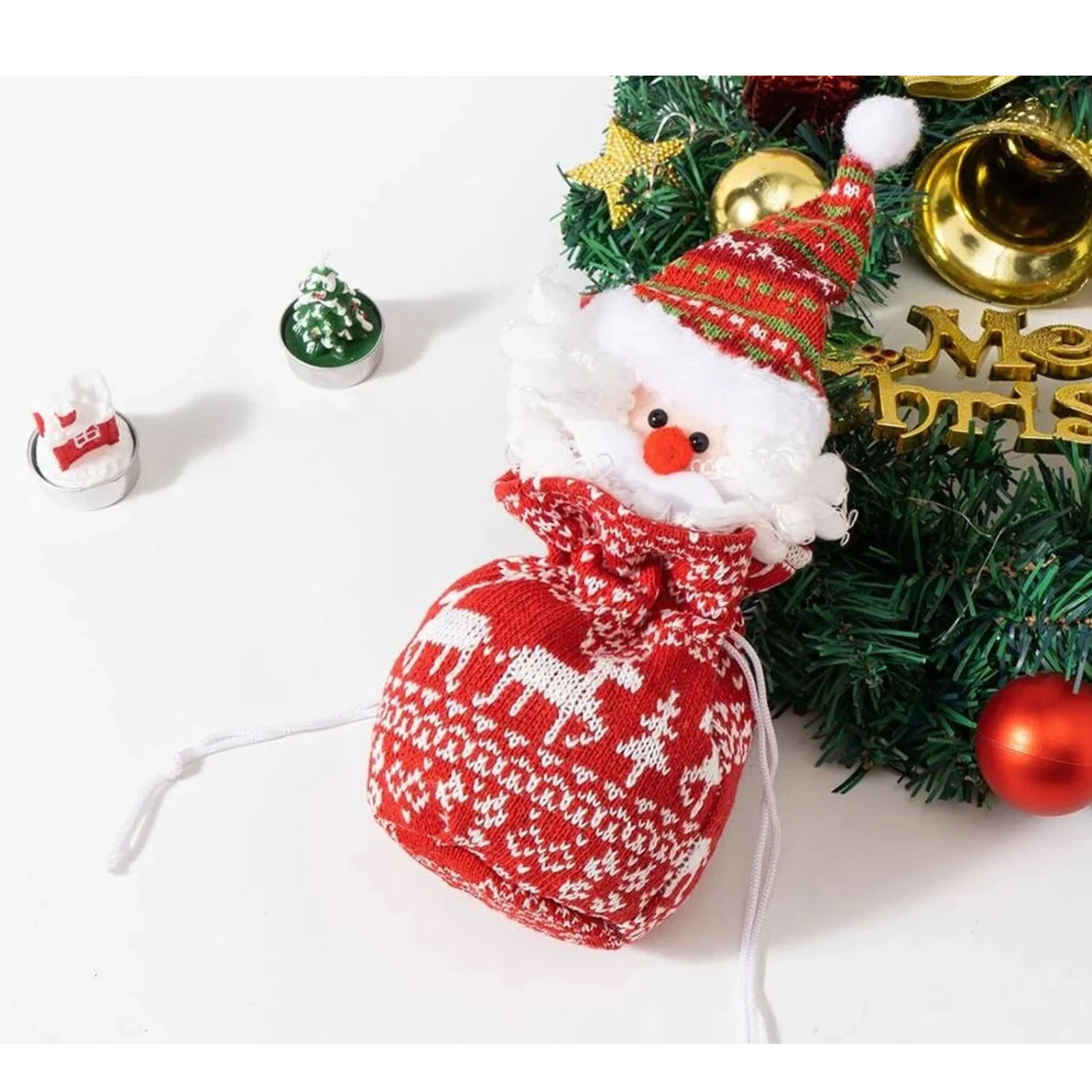 Santa Claus Christmas Decorations Candy Gift Bag Plush Doll Ornament