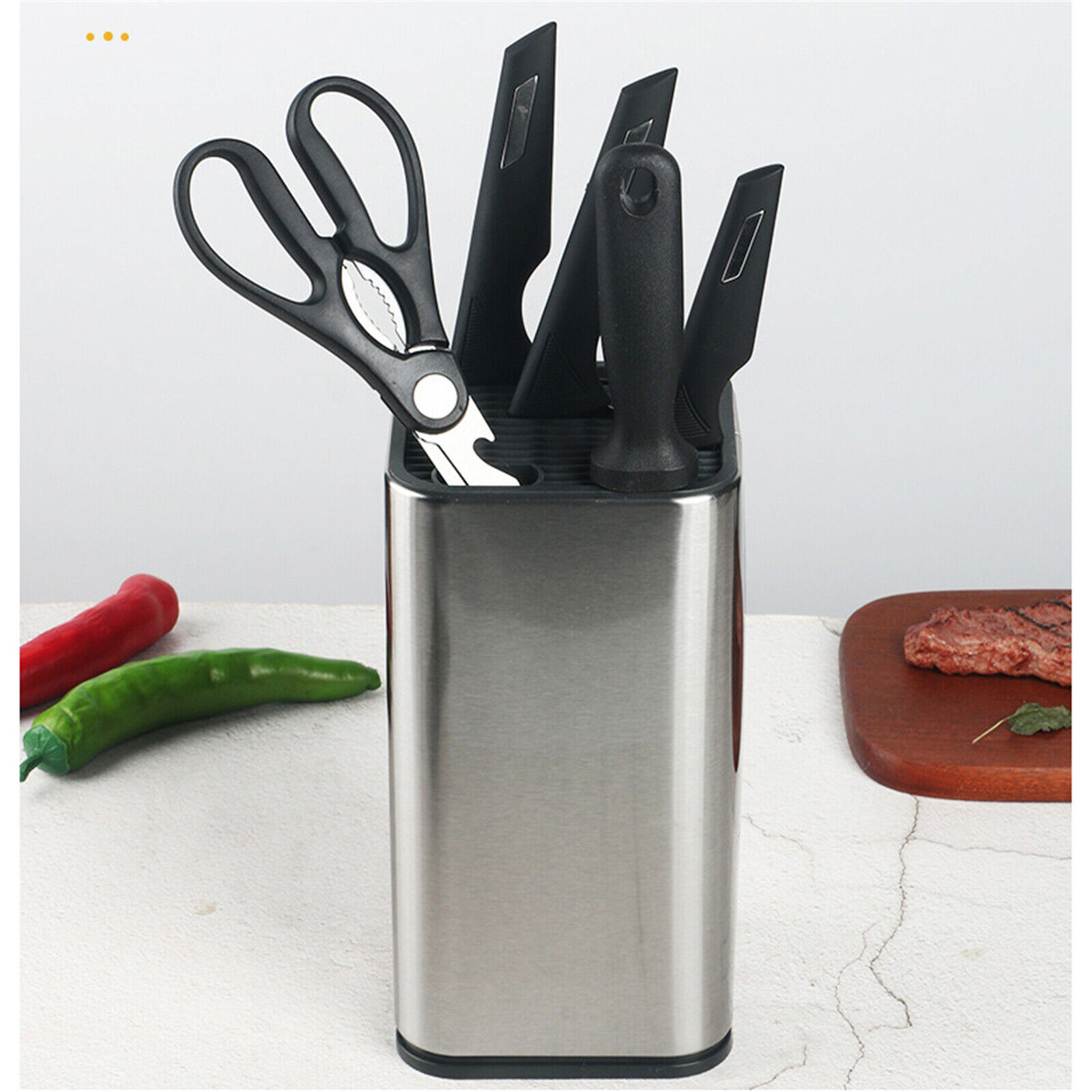 Kitchen Knives Storage Rack Stand Universal Stainless Steel Knife Block Holder