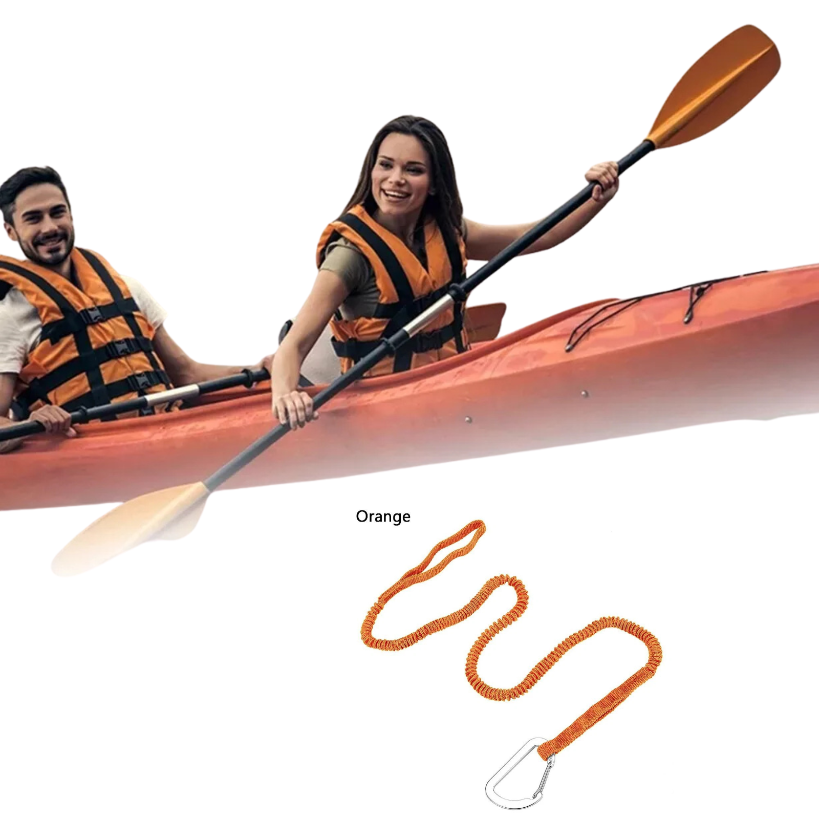 Safety Rope for Kayak Paddles Hook Kayak Paddle Leash Canoe Orange