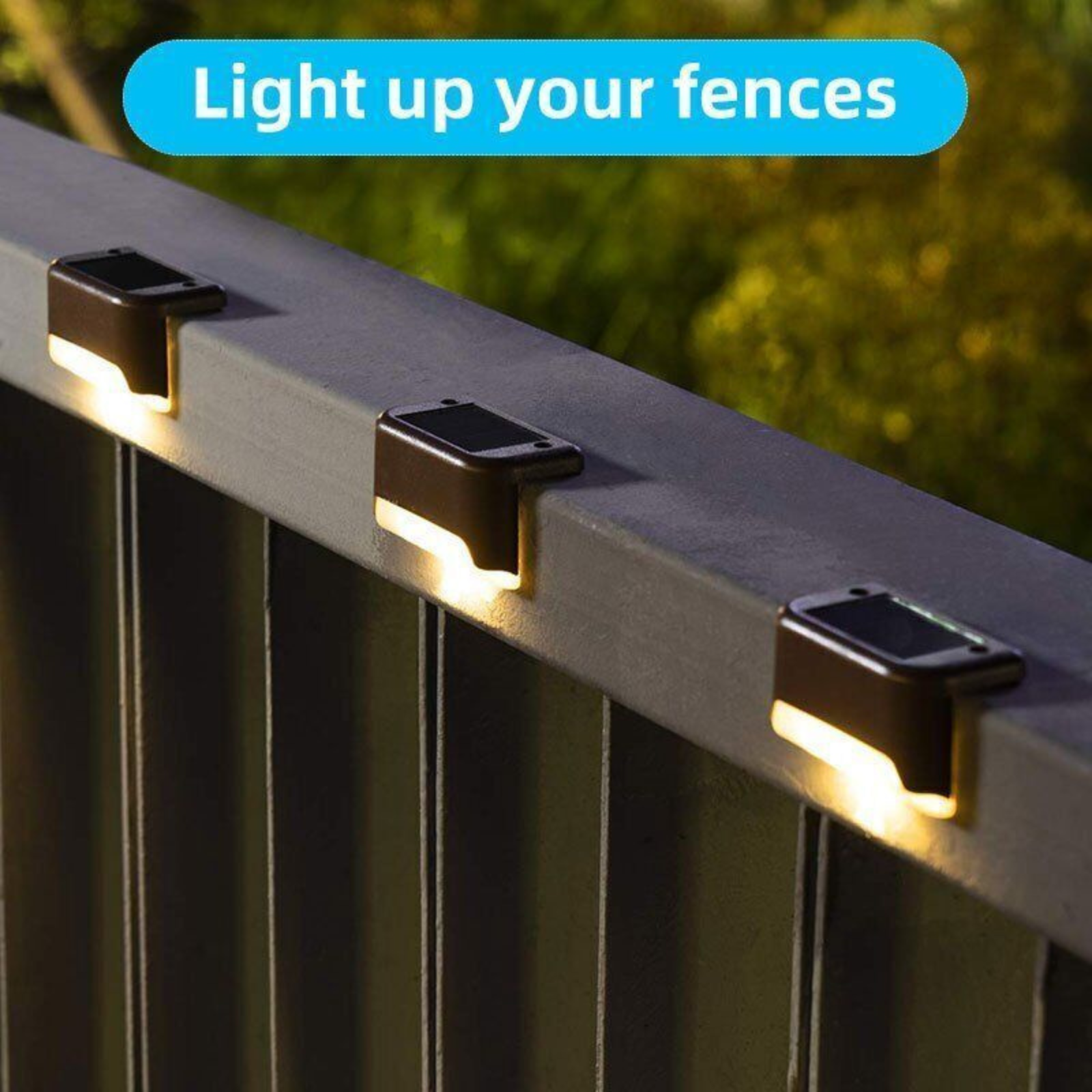 4pcs Pathway Stairs Step Fence Lamp Outdoor Solar LED Deck Lights Path Black