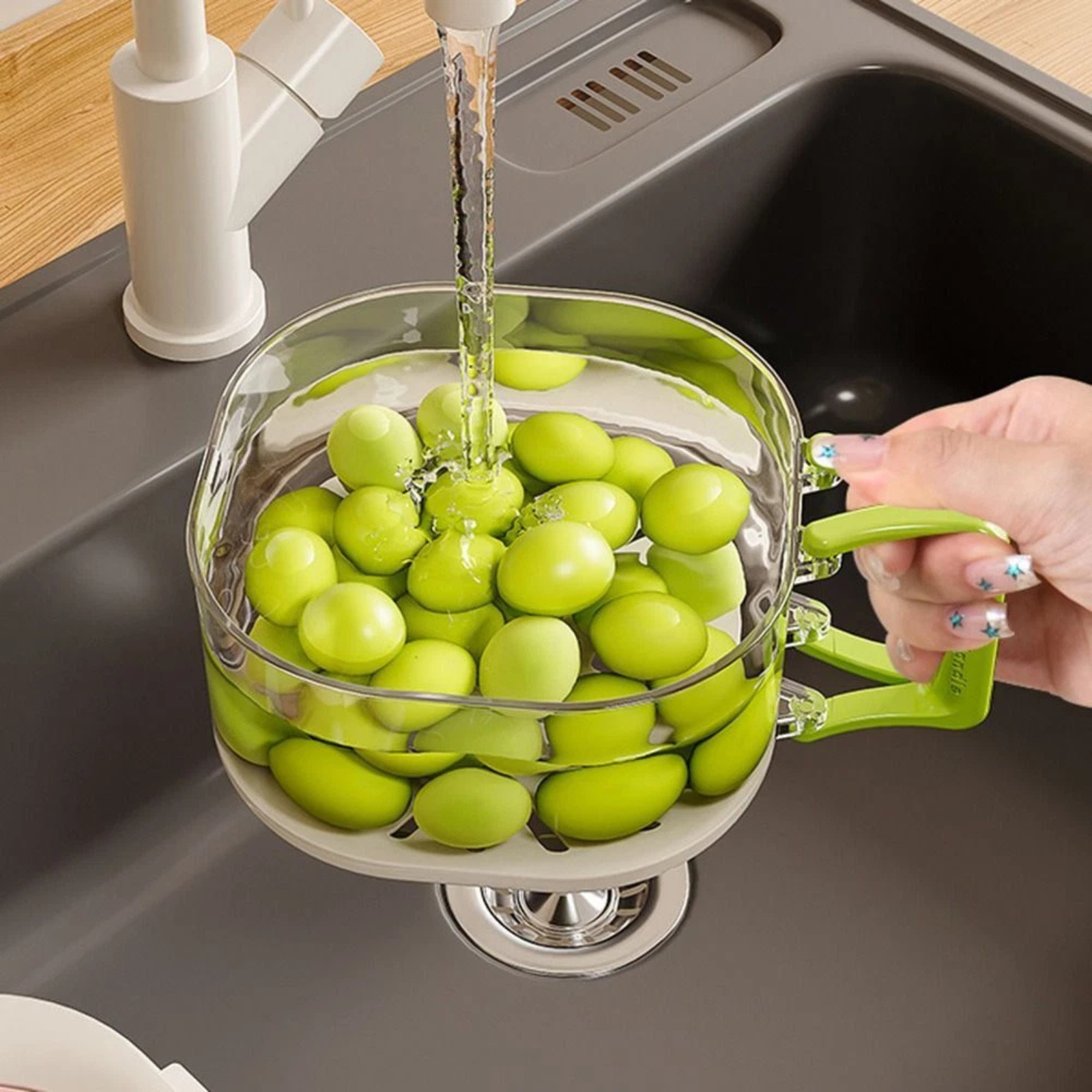 Pink Vegetable Washing Basin 2-in-1 Draining Preservation Kitchen Bowl