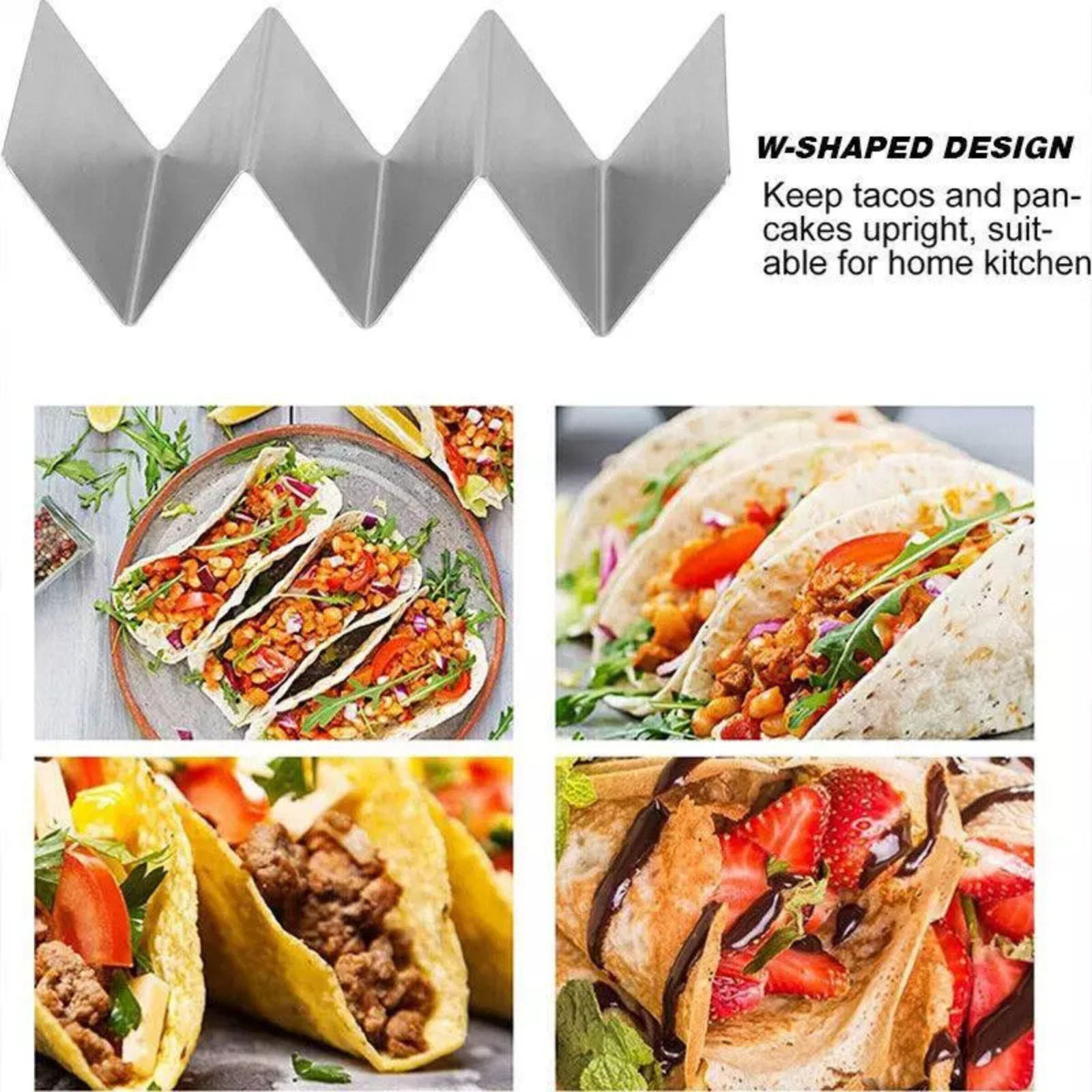 Kitchen Rack Tortilla Stand Holds Stainless Steel Tray Taco Shell Holder