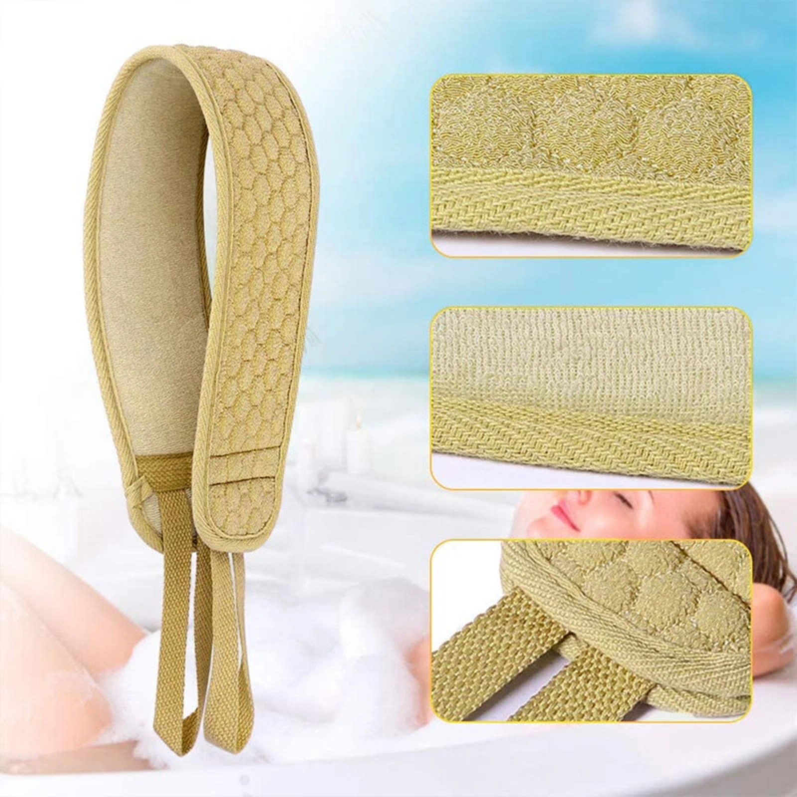 Exfoliating Back Strap Loofah Bath Shower Body Scrubber Wash Skin Cleaner