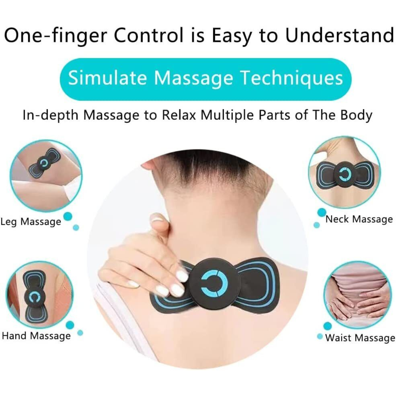 Portable Cervical Massage Patch Mini Electric Back Neck Massager EMS Relief Pain