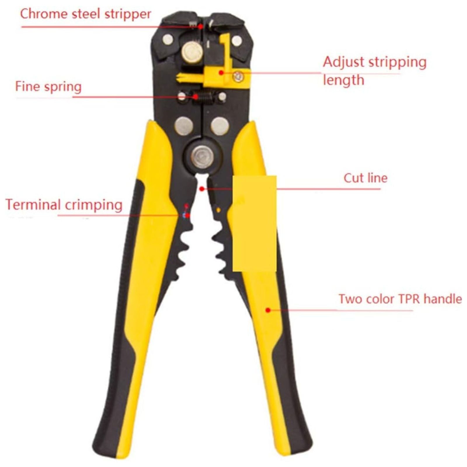 Yellow Pliers Stripper Tool Automatic Terminal Cutter Electric Cable Crimper
