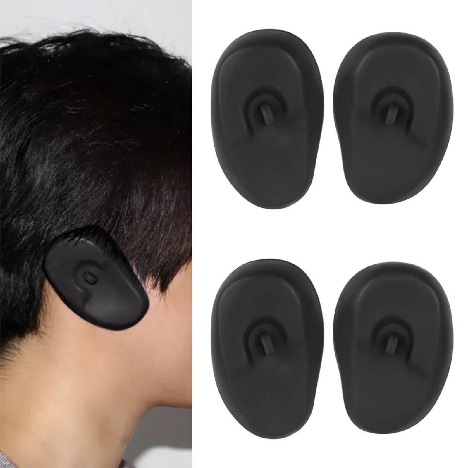 Black Earmuff Dye Color Shield Protector 1 Pair Silicone Ear Cover Hair Salon