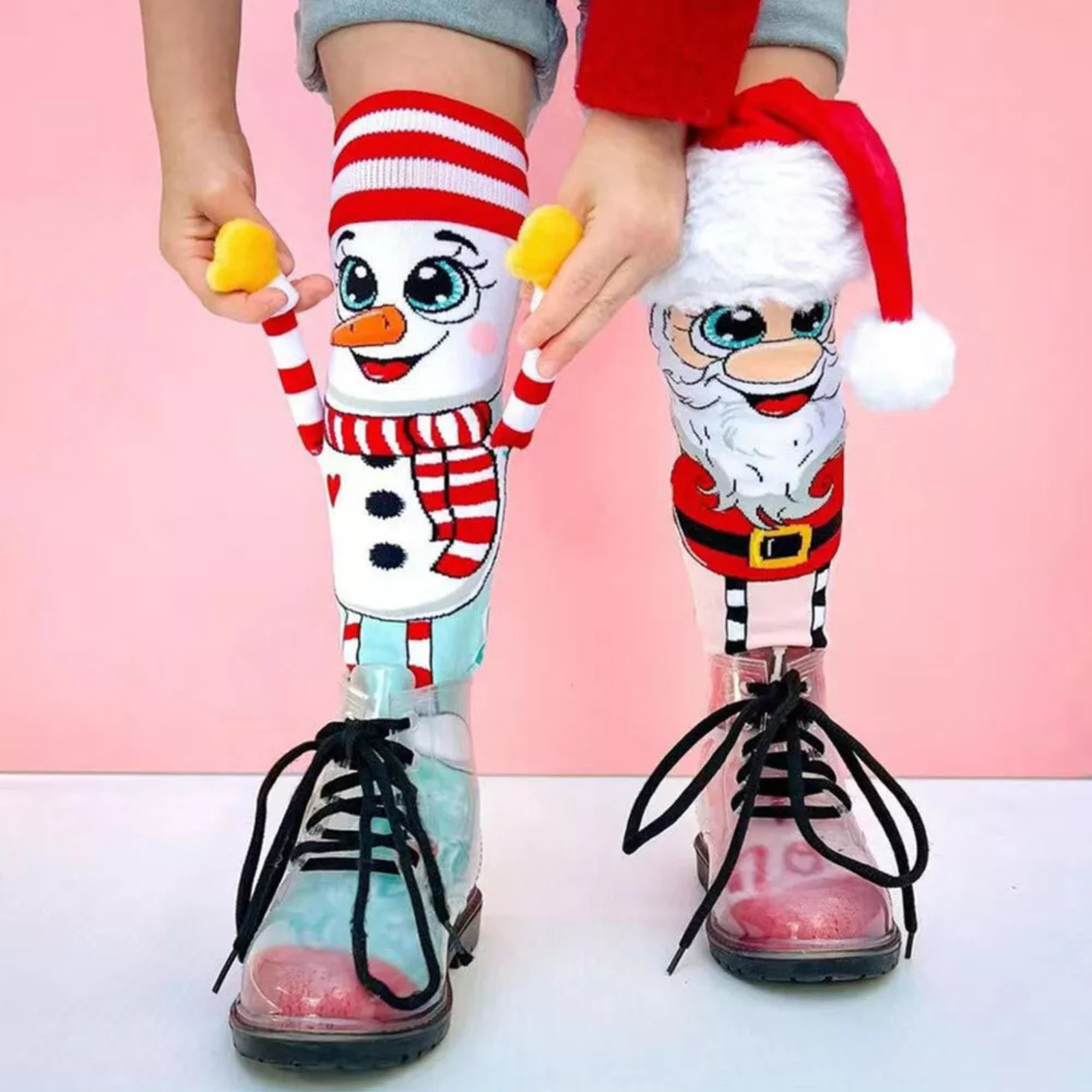 Women's Cozy Socks 1Pair Christmas Knee High Socks Santa & Snowman Novelty