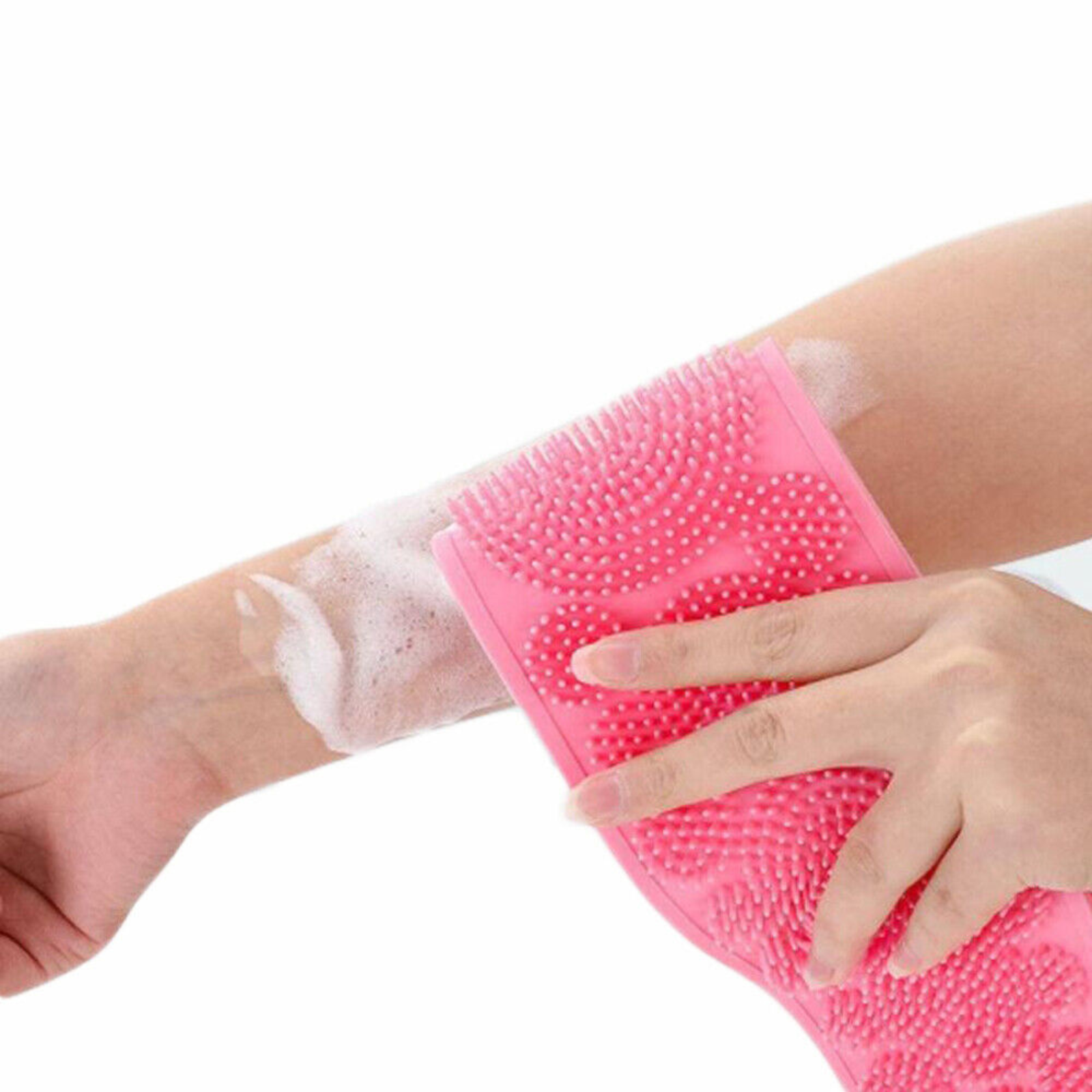 Pink Brush Wash Clean Scrubber Scrub Shower Body Bath Silicone Exfoliating