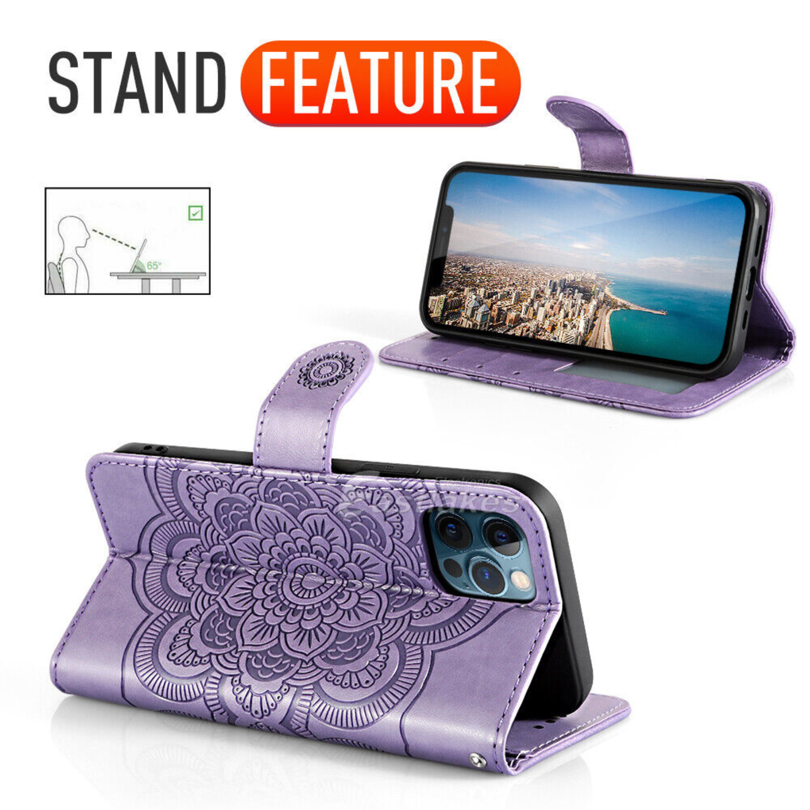 Apple iPhone 11 Leather Wallet Shockproof Case Cover Purple