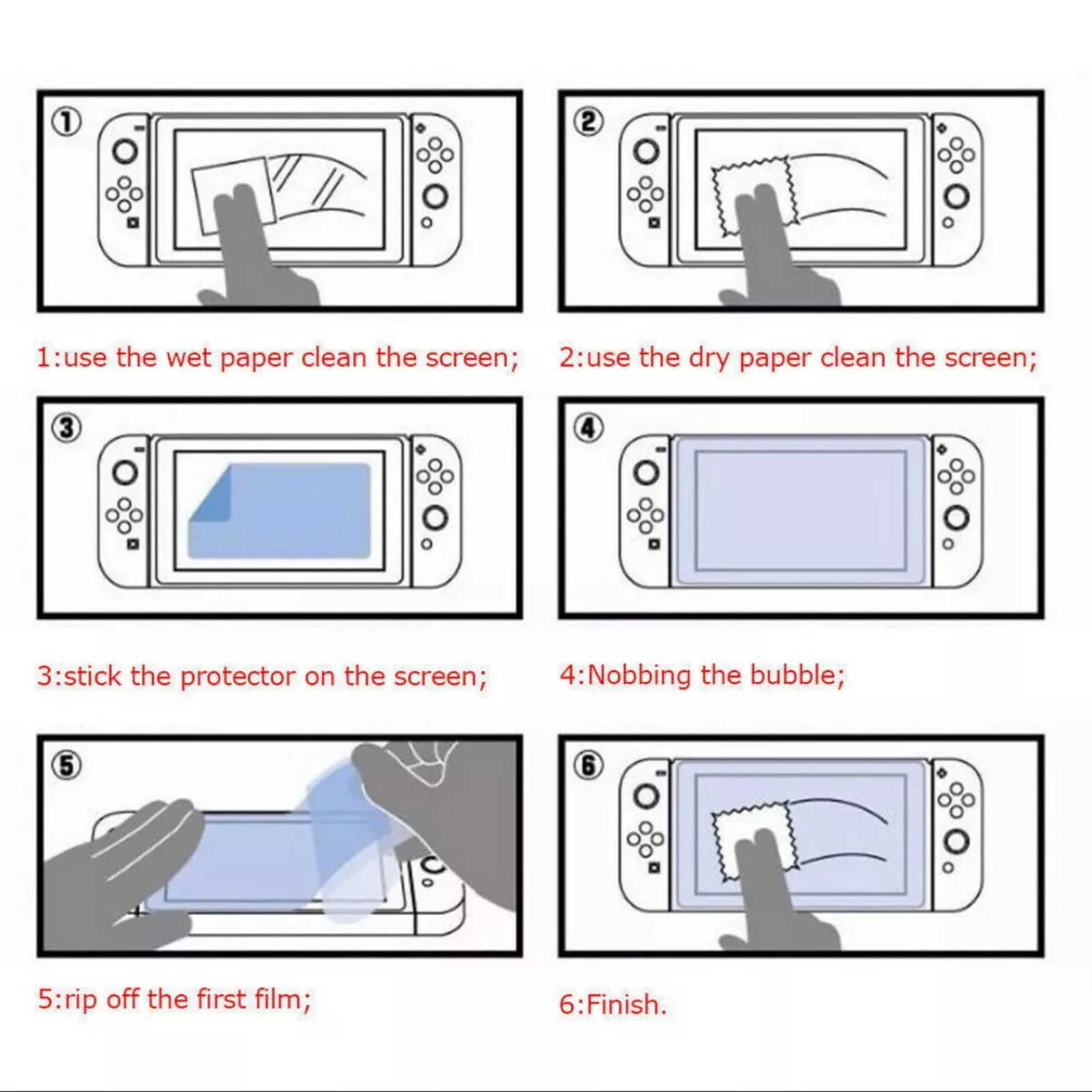 Tempered Glass Screen Protector 9H Full Cover 2x For Nintendo Switch