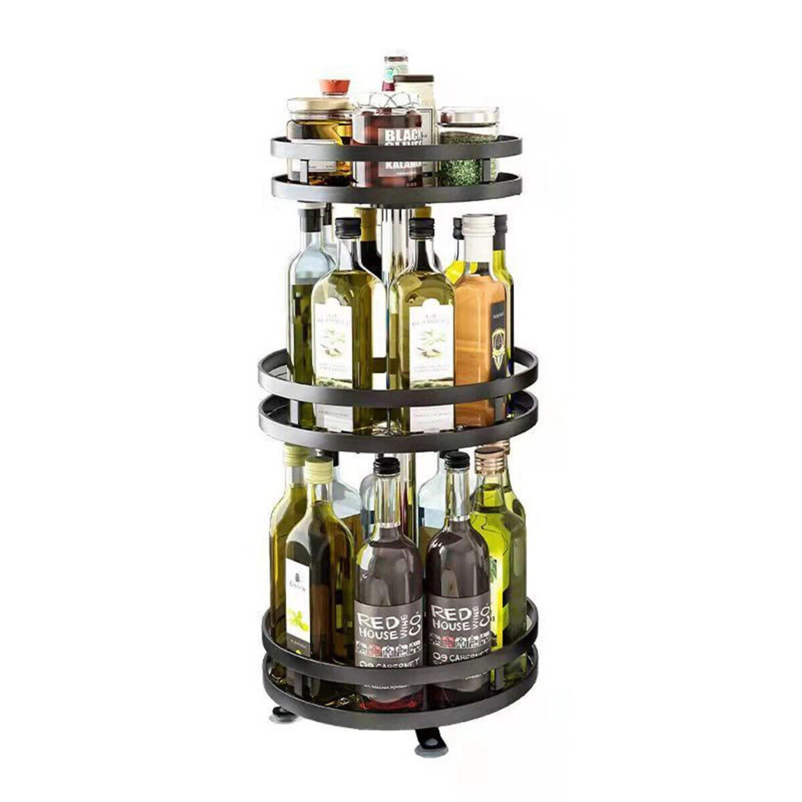 Kitchen Rotating Spice Rack Triple Layer Seasoning Jar Organizer Storage