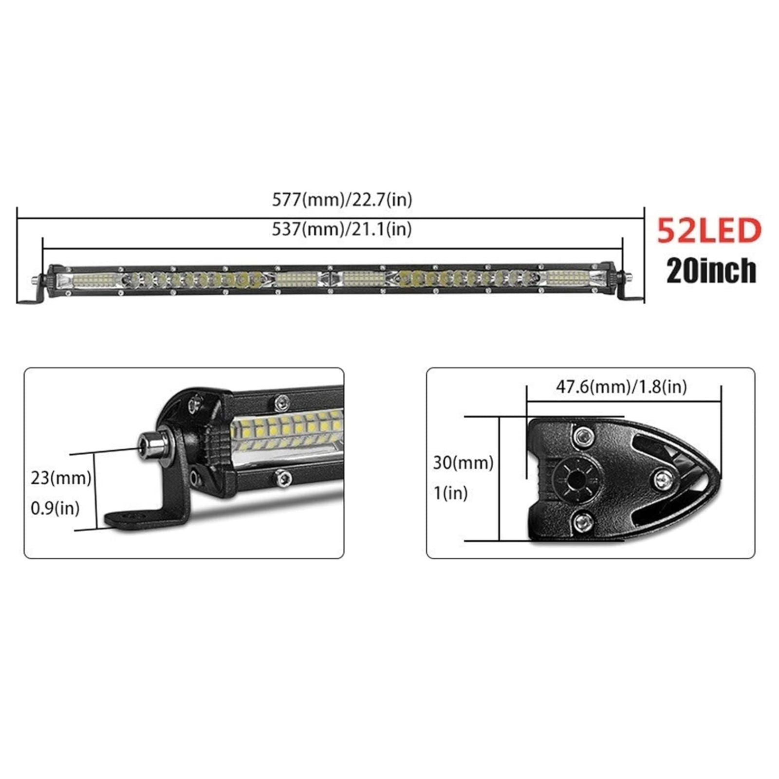 SUV 12V 24V Flood Lights Driving Lamp 1pc 20inch Led Work Light Bar Offroad Car