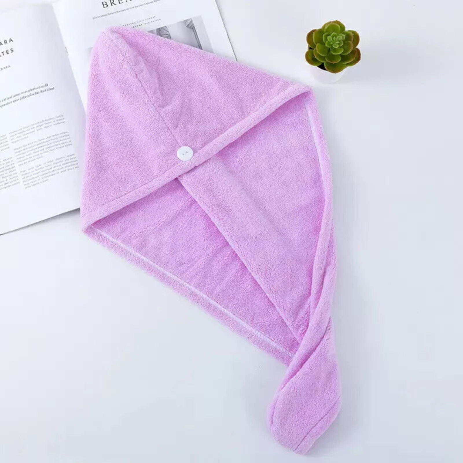 Purple Spa Cap Soft Wrap Fast Hat Quick Dry Hair Towel Drying Turban Bath Towel