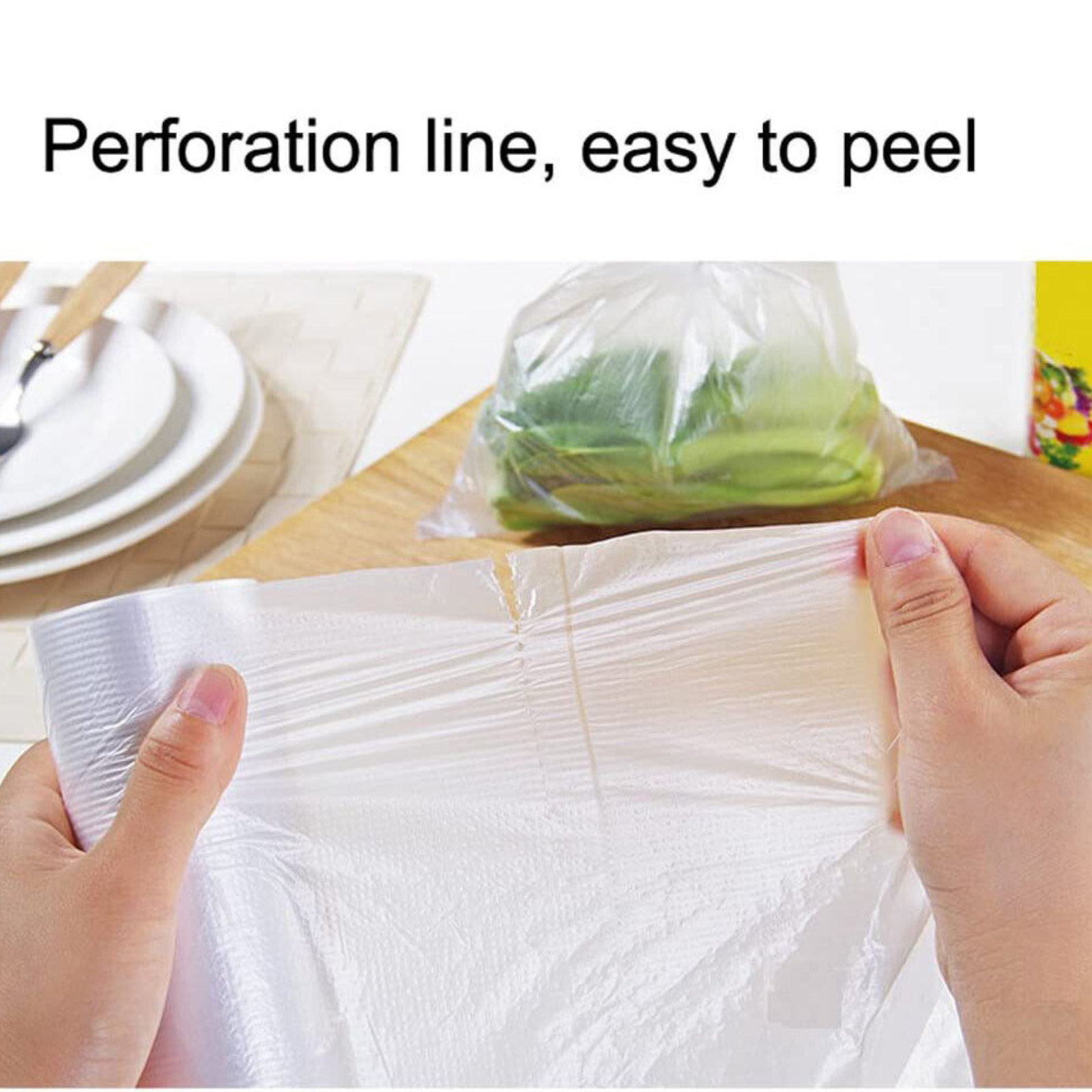 Plastic Reusable Bag (3 Rolls) Clear Produce Roll Bags Heavy Duty Gusset Freezer