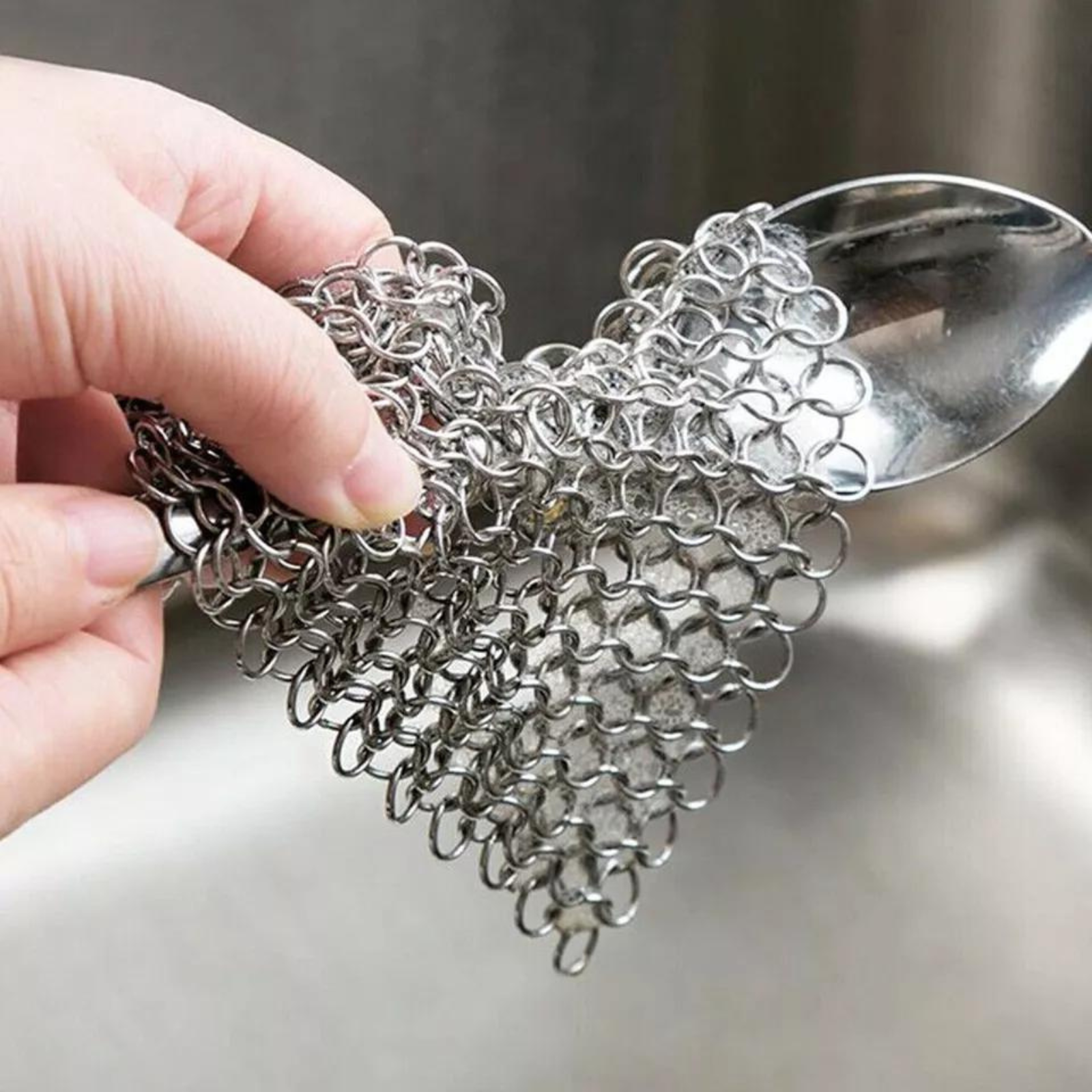 Home Kitchen Cookware Chain mail Scrubber Cast Iron Cleaner Stainless Steel