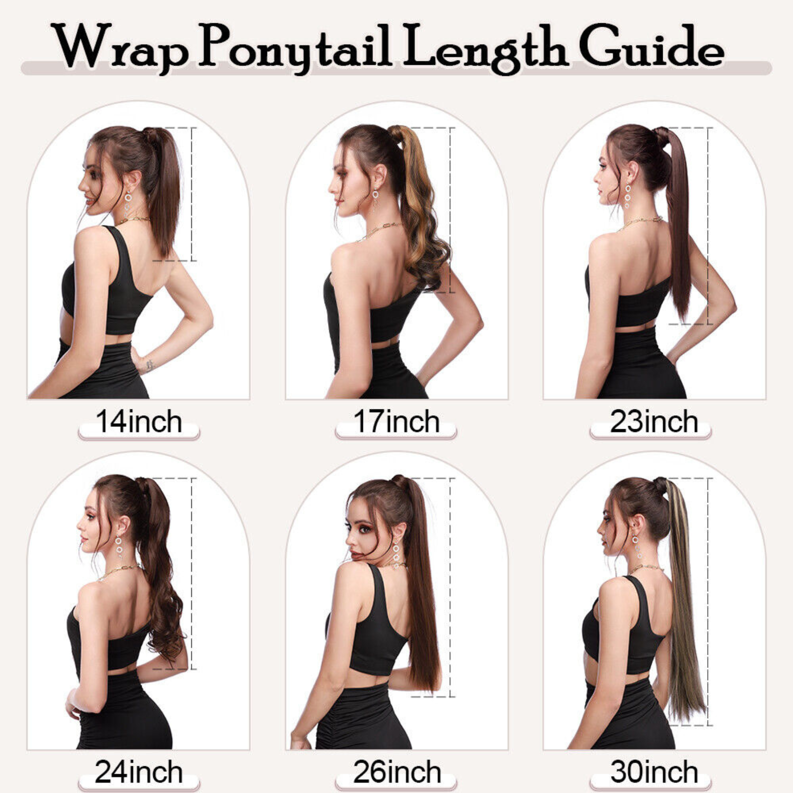 Human Natural Hair Extensions Pony Tail Hair Wrap Medium Brown