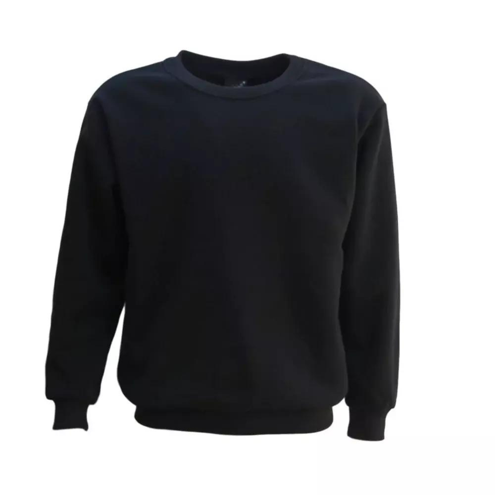 Unisex Plain Pullover Fleece Adult Crew Neck Sweater Mens Long Sleeve Black XL