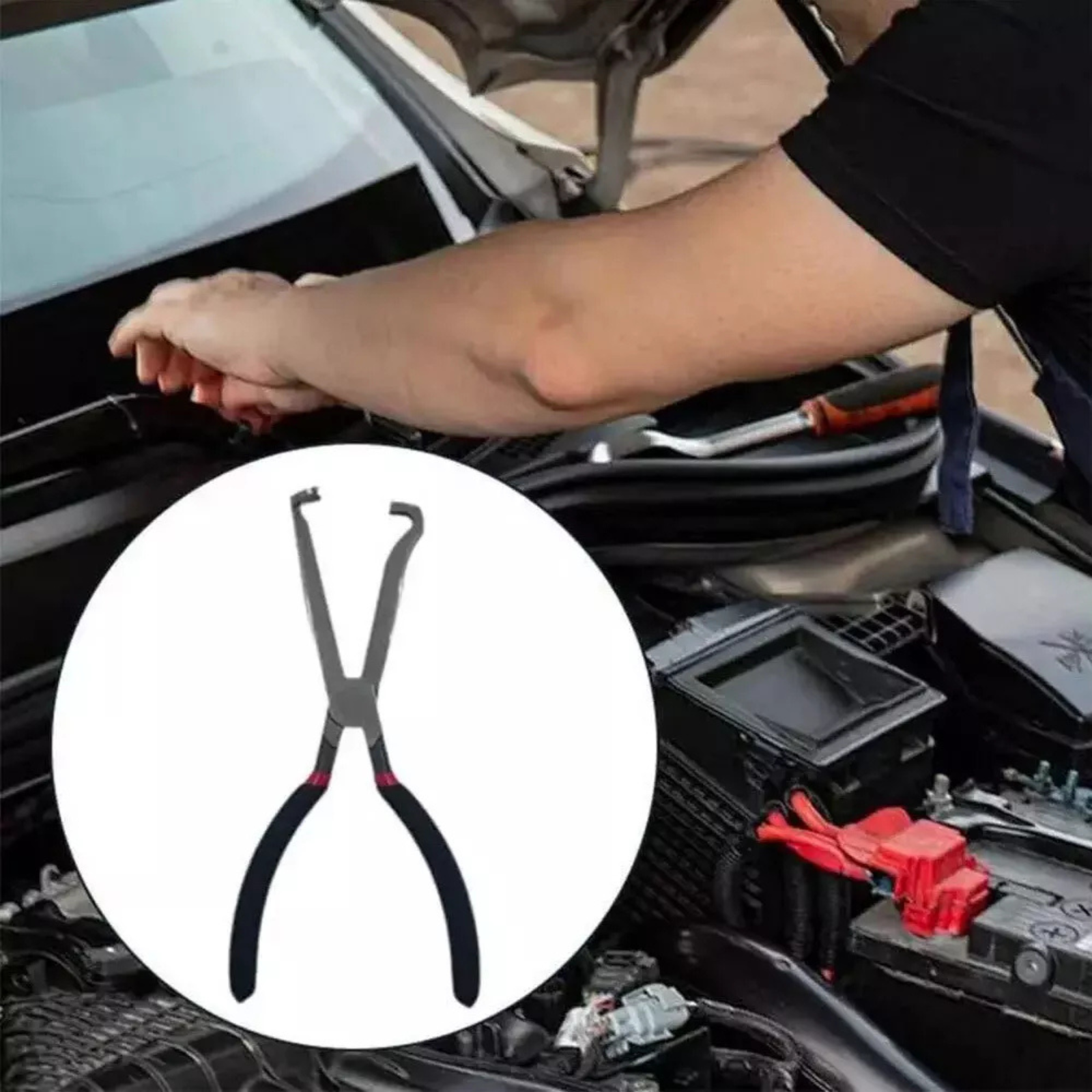 Red Black Pliers for Car Connectors 8inch Electrical Disconnect Long Spark Plug