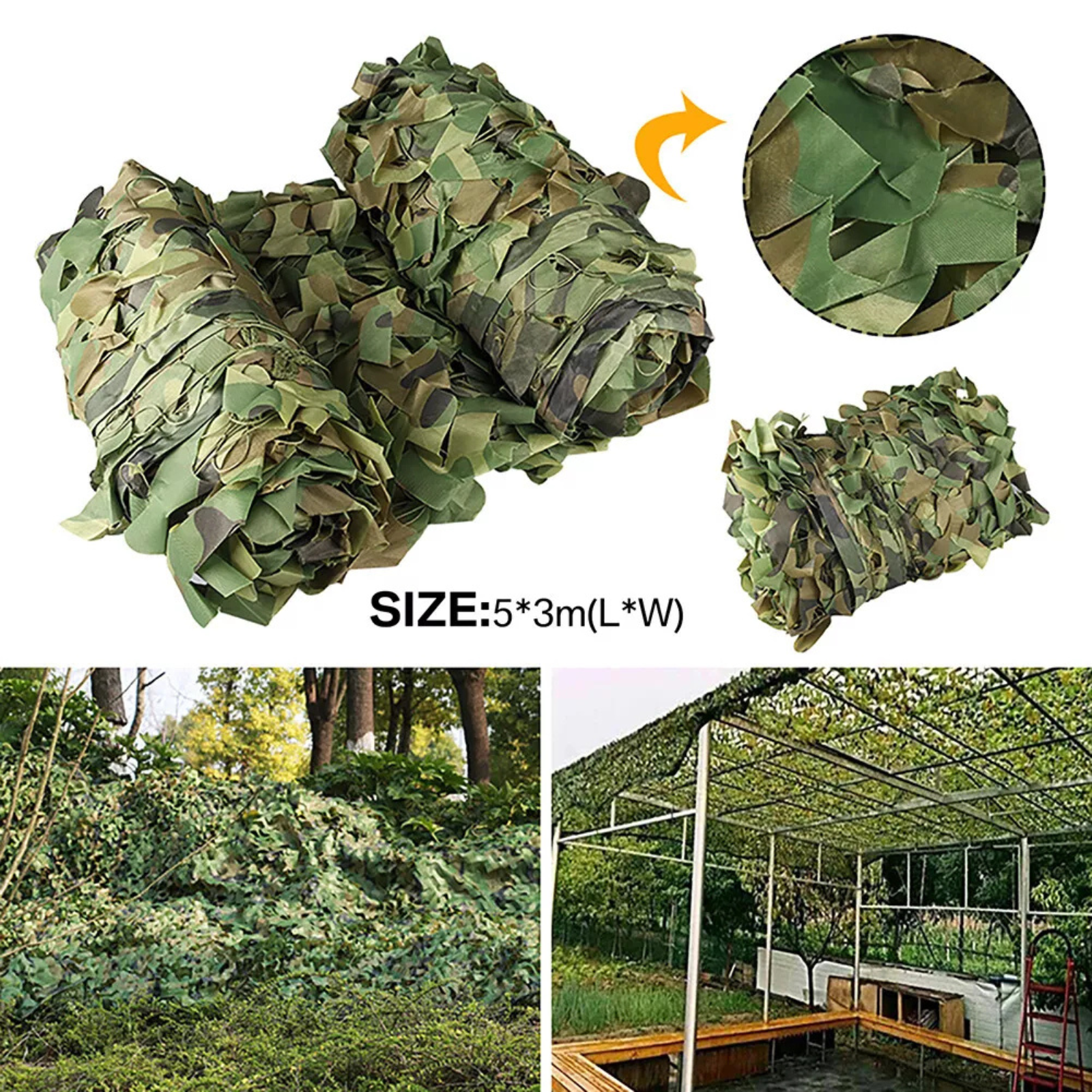 3mx5m Army Camping Net Netting Hunting Hide Shooting Camouflage Woodland Camo