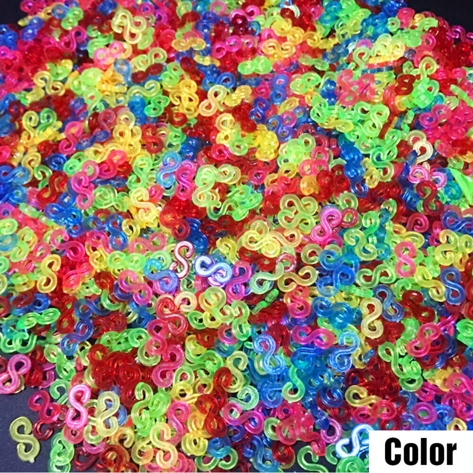 500pcs Random Colour S Clips Loom Bands DIY Ring Bracelet Gift Craft Plastic