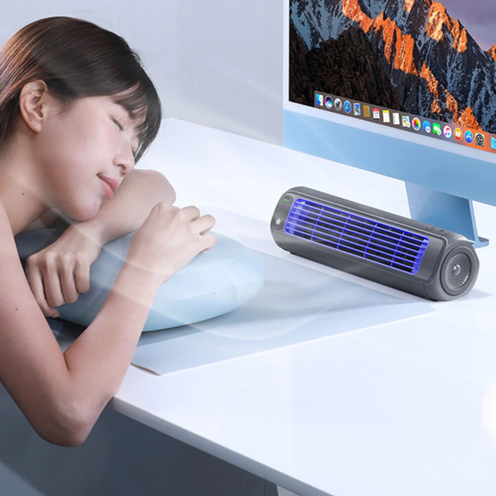 Quiet 3 Speeds Cooling Fan 2000mAh Portable USB Mini Desk Air Grey Device