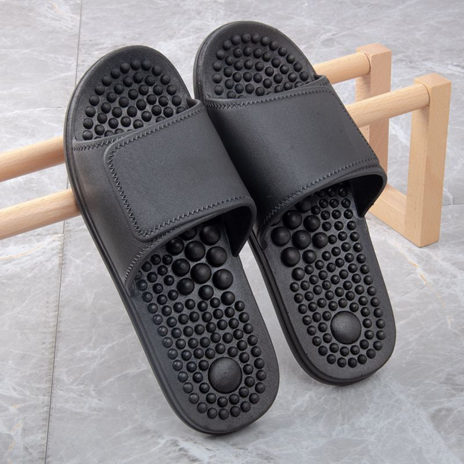 Therapy Shoes Feet Massage Slippers Sandals Acupressure Reflexology Black