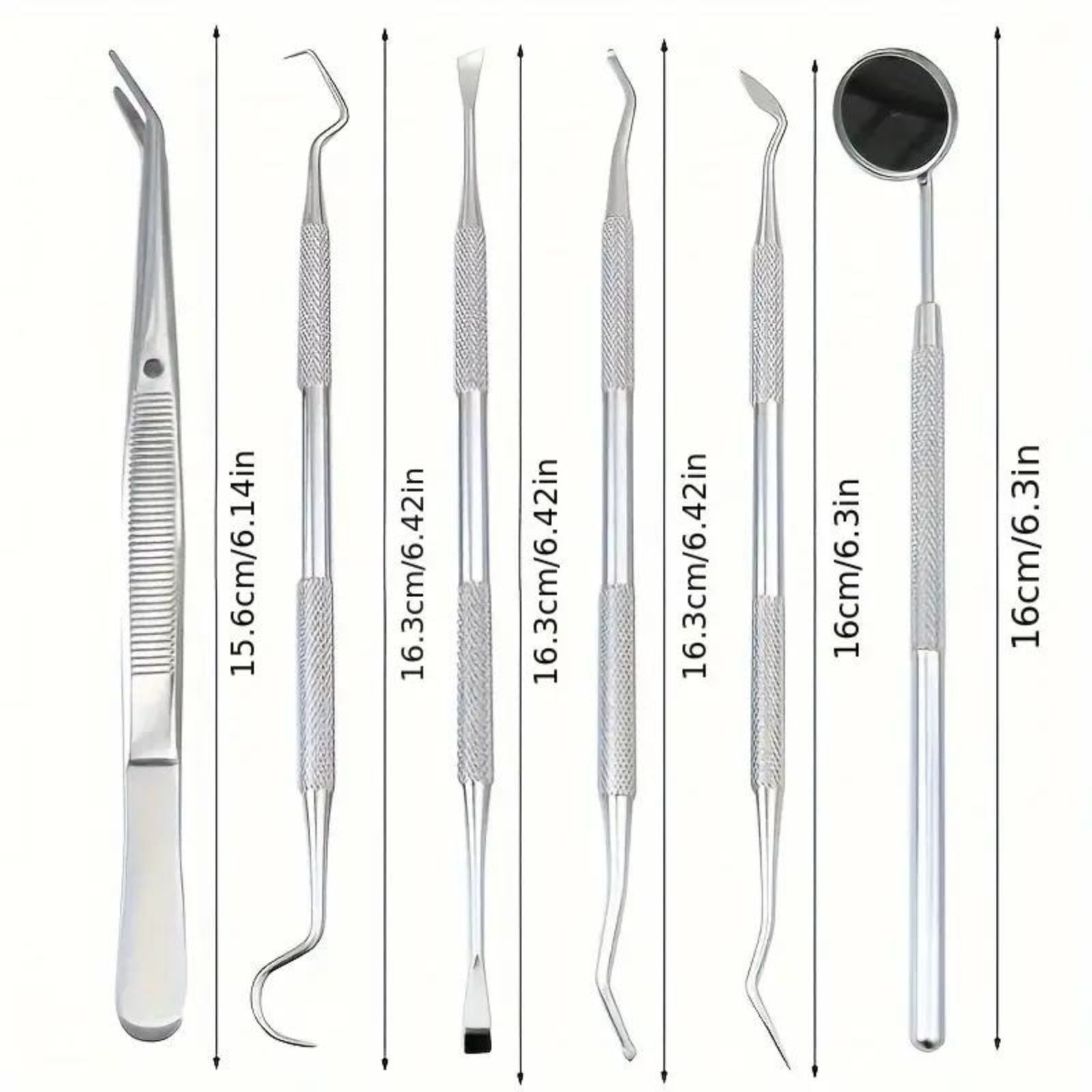 Teeth Clean Hygiene Mirror 7pcs Stainless Dental Tools Set Dentist Kit