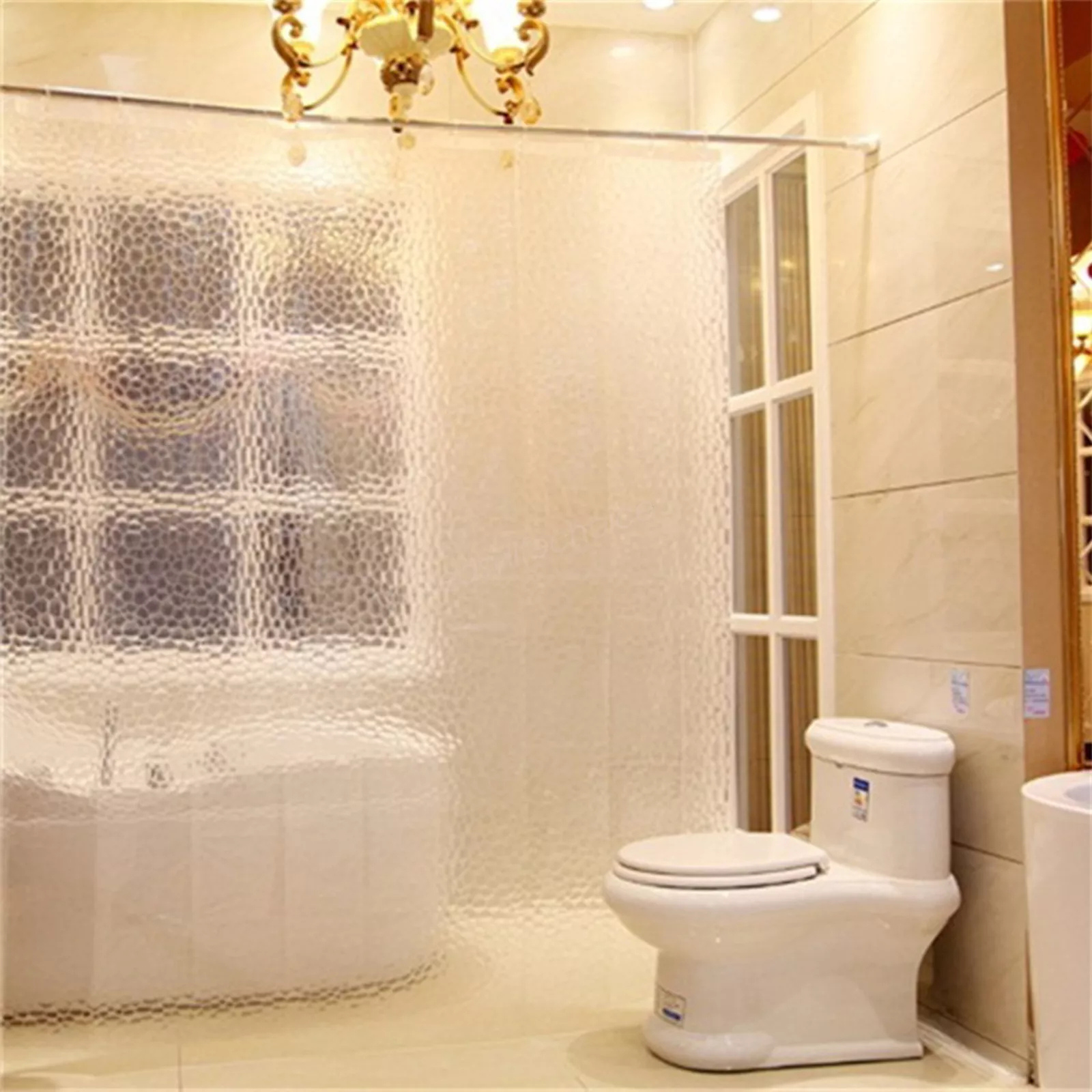Plastic Diamond Home Shower Curtain Waterproof Extra Long Clear 180x180cm
