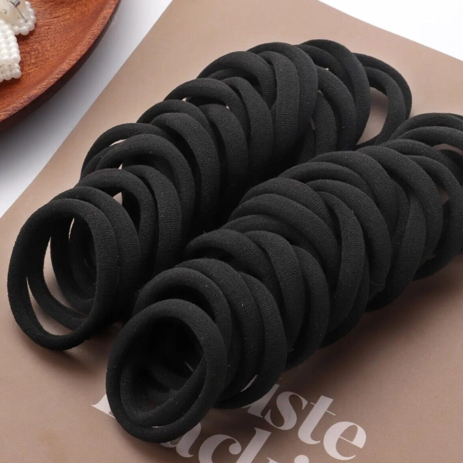 Elastic Hairband Ponytail Holder Black 50x Women Girls Hair Band Ties Rope Ring