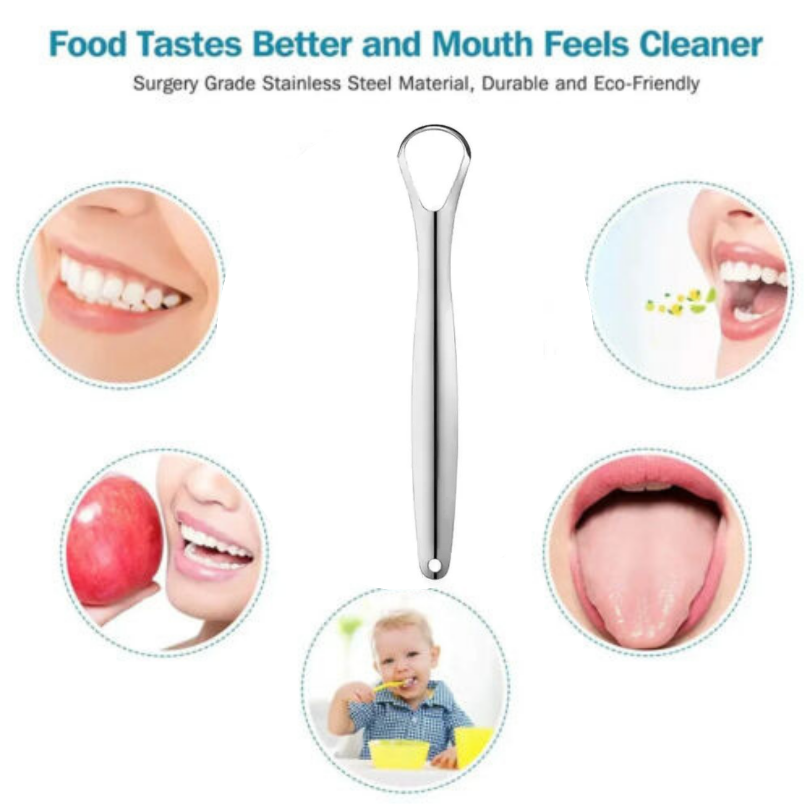 Spoon Shape Tounge Cleaner Stainless Steel Mouth Oral Hygiene Scraper
