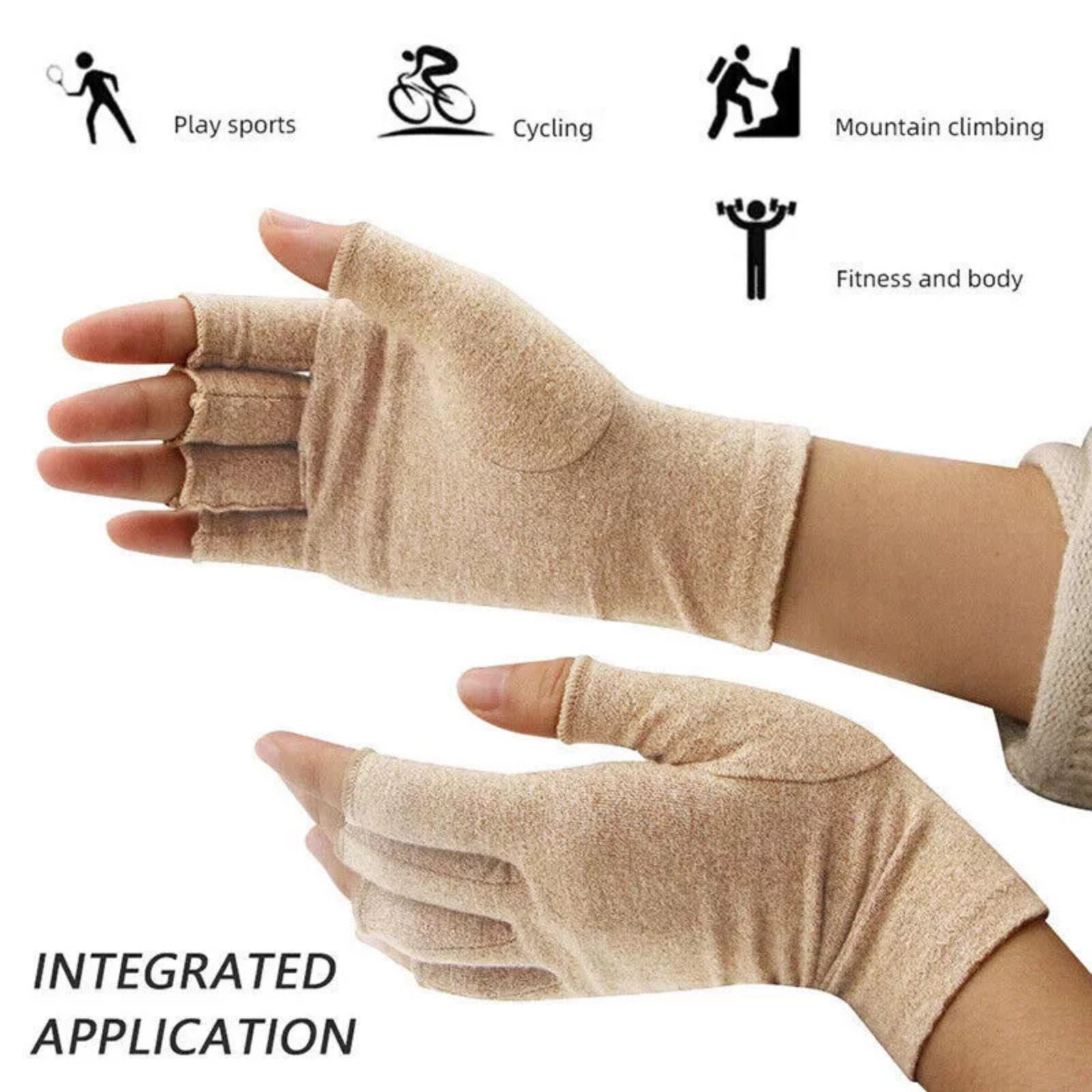 Pain Relief Hand Wrist Support Brace Arthritis Gloves Compression Brown (M)